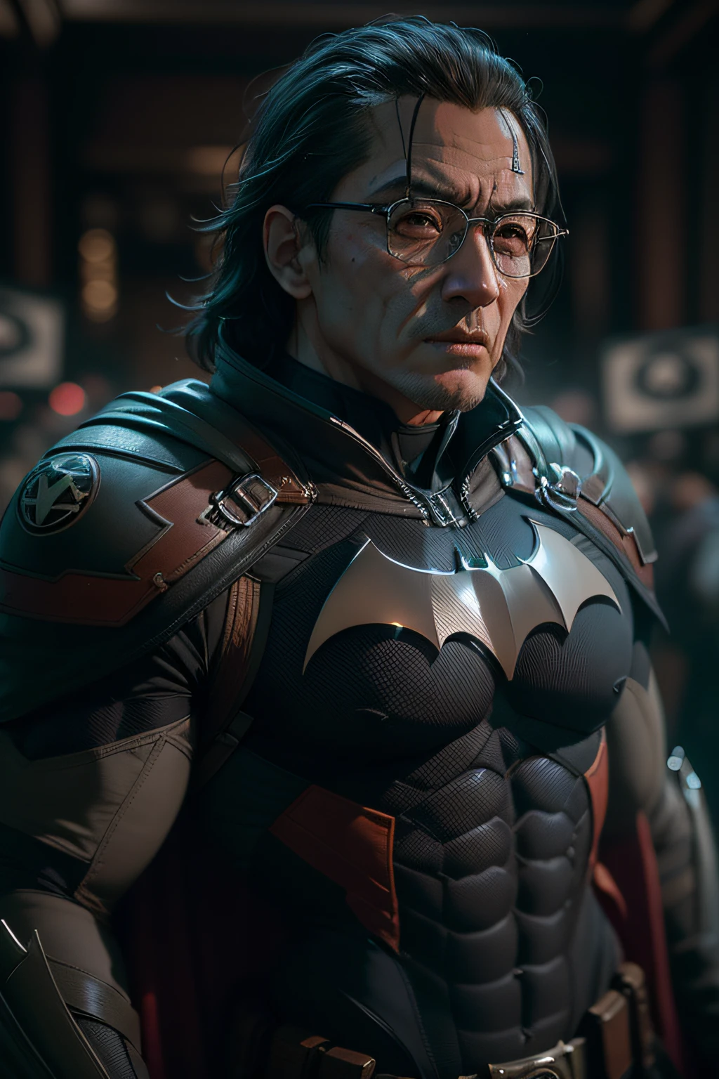 Jackie Chan and Batman mixed with the Joker villain, in Batman's Batmobile Cinematic lighting, Unreal Engine 5, Cinematic, Color
Classification, editorial photography, photography, photo shoot, shot with 70mm lens,
Depth of Field, DOF, Tilt Blur, Shutter Speed 1/1000, F/22, White Balance, 32k,
Super-resolution, Megapixel, ProPhoto RGB, VR, high, epic, artgerm, lecato,
Halfrear Lighting, Backlight, Daylighting, Incandescent, Fiber Optic, Moody
Lighting, Cinematic Lighting, Studio Lighting, Soft Lighting, Volumetric, Contre
Jour, dark lighting, accent lighting, global illumination, global screen space
Illumination, I Tracing global illumination, red light, cool color
45%, Optical, Dispersion, Glossy, Shadows, Rough, Shimmering, Ray Tracing
Reflections, Lumen Reflections, Screen Space Reflections, Diffraction Rating,
Chromatic aberration, GB shift, scan lines, Ray Tracing, Ray Tracing
Ambient Occlusion, Anti-Aliasing, FKAA, TXAA, RTX, SSAO, Shaders, OpenGL
Shaders, GLSL-Shaders, Post-processing, Post-production