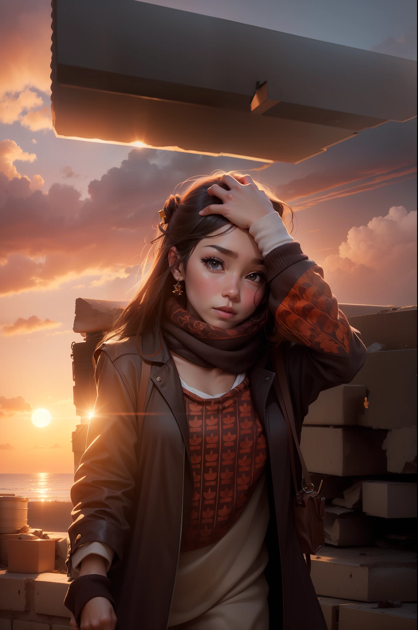 Change background sunset realistic face