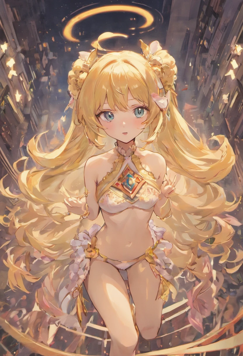((Best Quality)), (ultra-detailliert), ((Extremely detailed)), (Beautiful), ((Kawaii Girl)),(two side up hair)、((masutepiece)),Platinum Blonde Hair,Long hair, hair between eye, Wavy Hair, Long sideburns,Jade-colored eyes, White skin,Colossal tits、Rabbit ears,Slender body,playboy_bunny,Standing,Look Camera,One Woman,Anime
