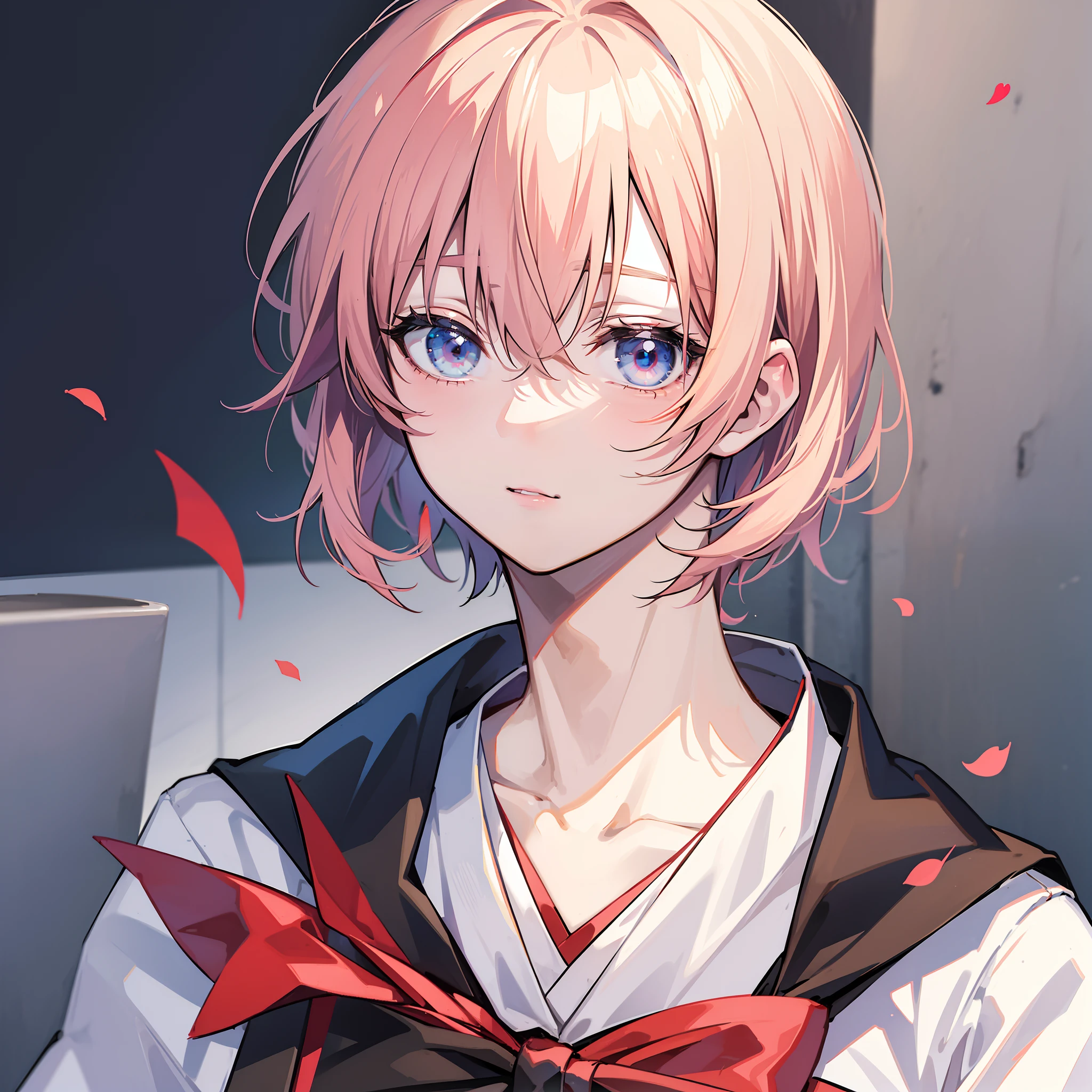 ((Best quality)), ((portrait)), anime guy, young man, (yandere), short hair