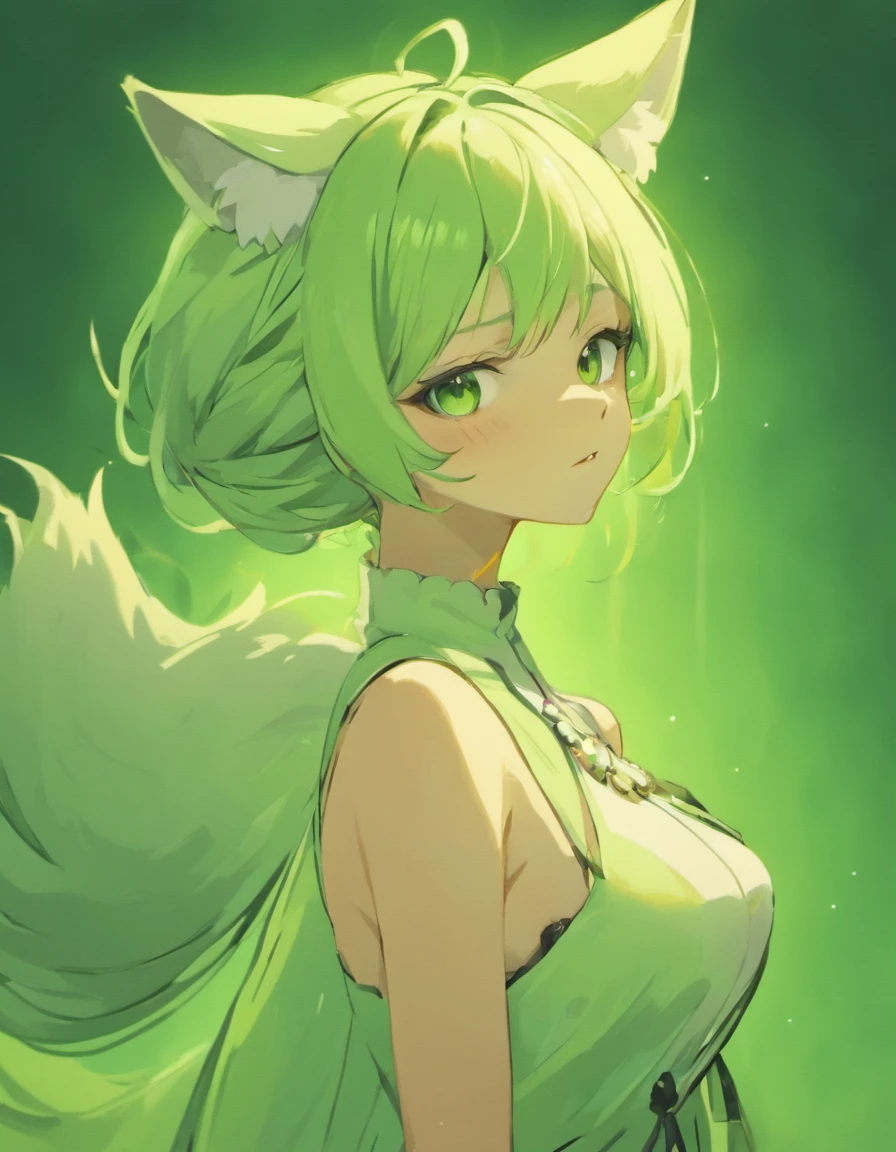 White fur, hyper cute face, Green element on fur, medium breasts, completely naked, exposed nipples, exposed pussy, Beautiful lights and shadows, ambient lights, Ultra-detailed fur,deers,deers