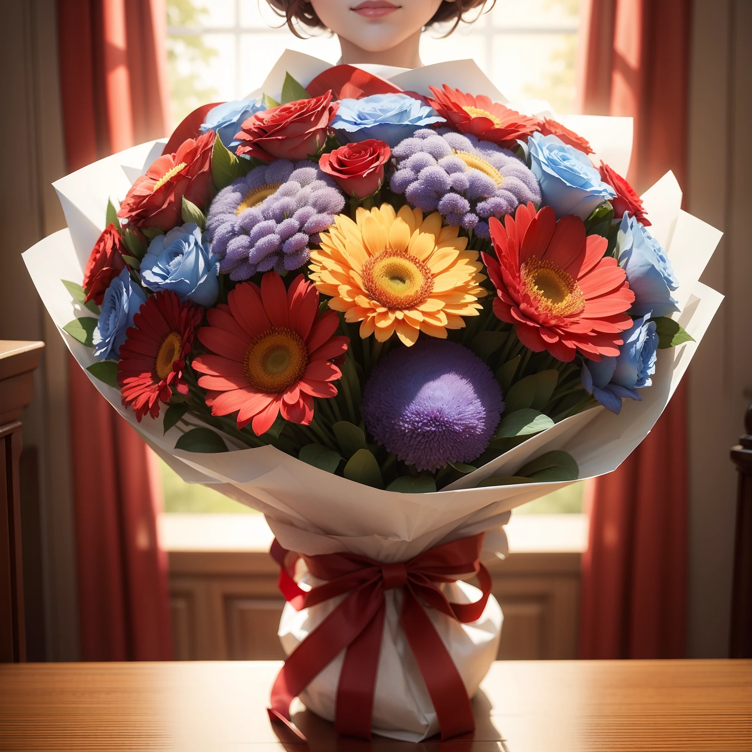 Bouquet , flower , red , blue , beautiful