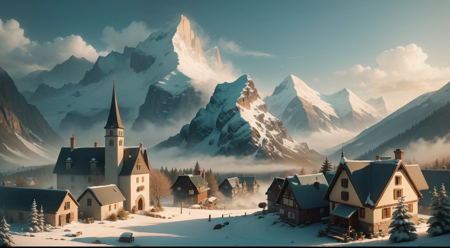 A Small Village at the Foot of a Magical Mountain