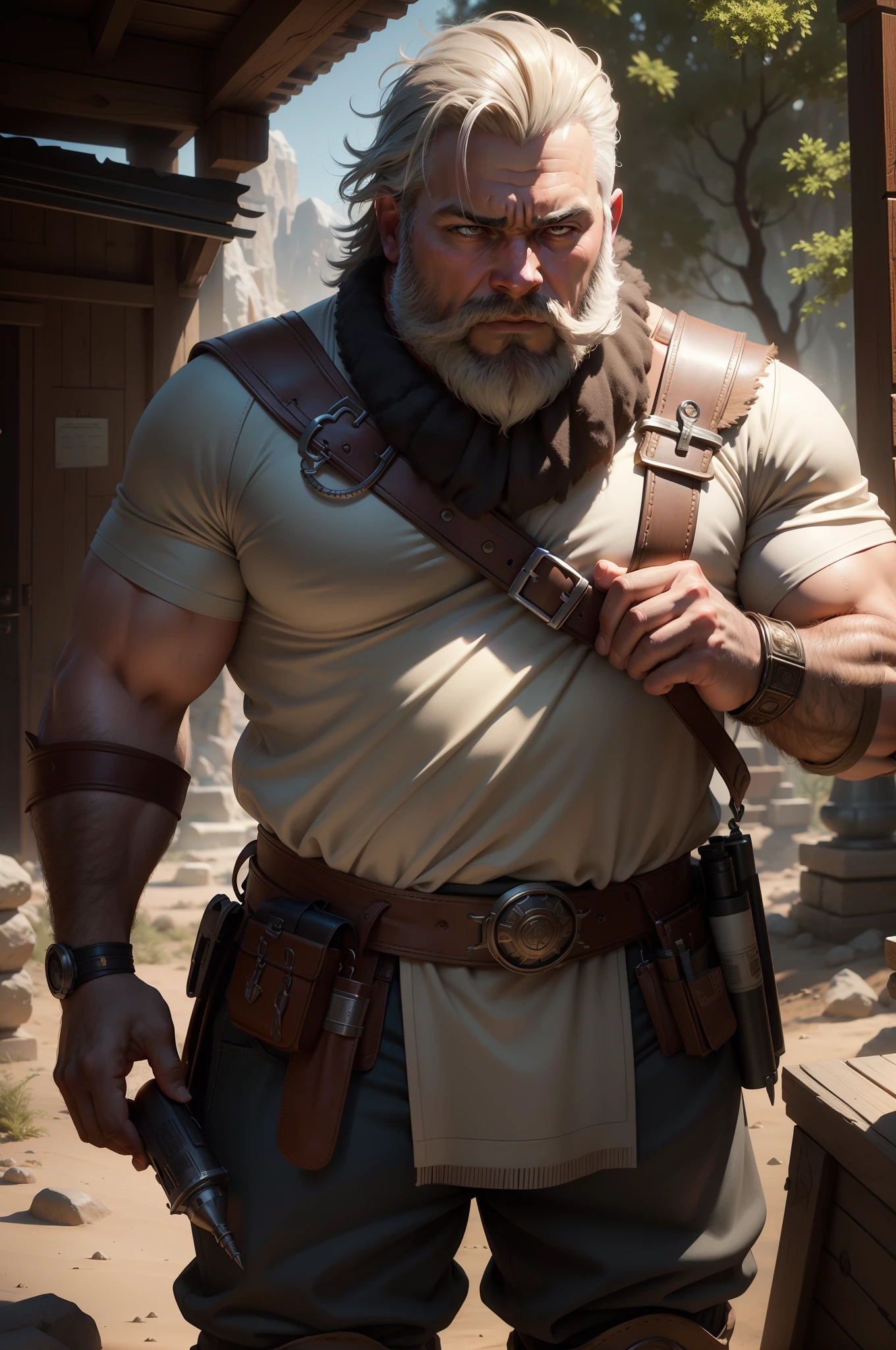 age Male, burly, bearded dwarf scholar, covered in dust and ancient relics, Htrowel in hand, rugged, adventurous look, handsome, man, pristine, rpg, hi res, 4k, 8k, 16k, ultrahd, realisitic, photon mapping, radiosity, cinematic lighting, sharp focus, best quality, volumetric lighting, volumetric light, concept art, path tracing. warm colors, (RAW photo., best quality), (realistic, Realistic: 1.3), NVIDIA RTX Ray Tracing, octan render, high-resolution, beautiful, Awesome, finely and highly detailed, masterpiece, ultra-detailed, High, (best illustration), (best shadow), intricate, sharp focus, perfect composition, fantasy, intricate, elegant, volumetric mist, 8k UHD, DSLR, high quality, (grain of film: 1.4), Fujifilm XT3, art-station, smooth and sharp focus, detailed