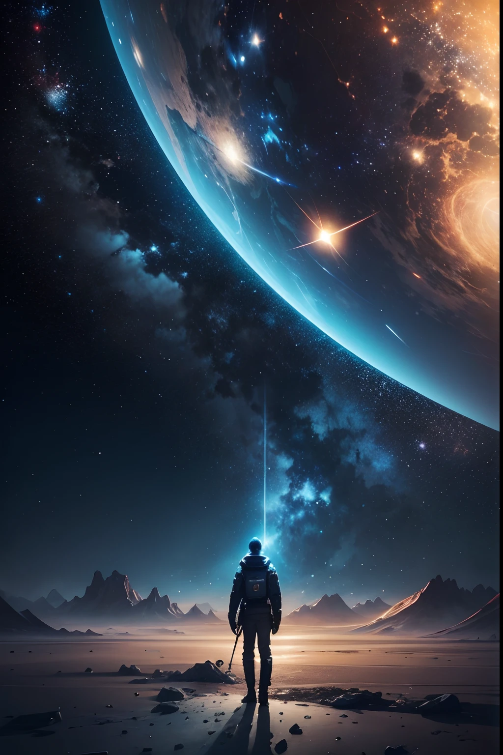 The Starry Sky, o planeta, futurismo, cinematic lighthing, obra-prima   tudo visto de cima para baixo