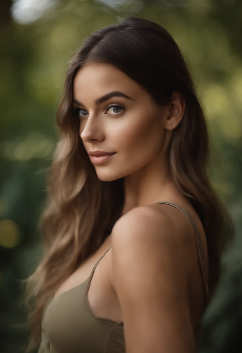 Arafed woman with matching tank top and panties, fille sexy aux yeux bruns, Portrait Sophie Mudd, cheveux bruns et grands yeux, selfie of a young woman, Yeux de chambre, Violet Myers, sans maquillage, maquillage naturel, looking straight at camera, Visage avec Artgram, Maquillage subtil, Superbe photo du corps entier, dans la chambre, clivage