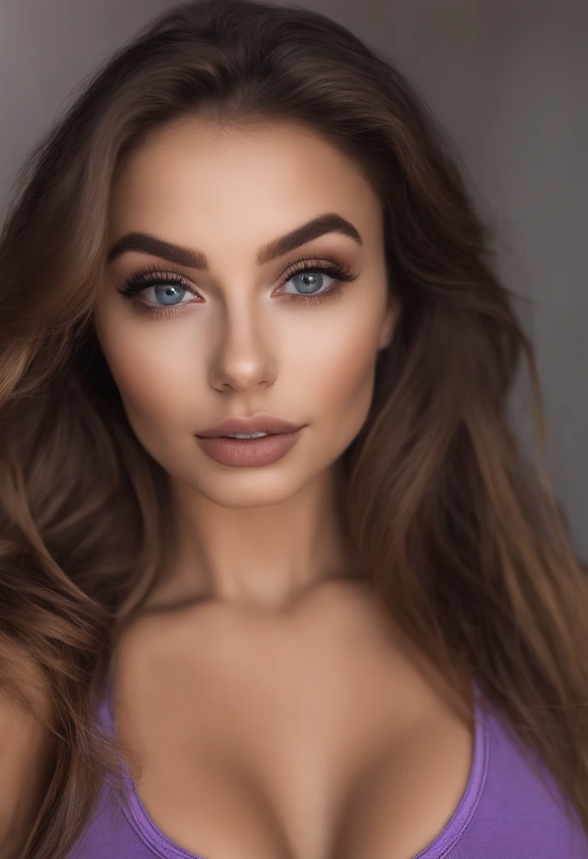 Arafed woman with matching tank top and panties, fille sexy aux yeux bruns, Portrait Sophie Mudd, cheveux bruns et grands yeux, selfie of a young woman, Yeux de chambre, Violet Myers, sans maquillage, maquillage naturel, looking straight at camera, Visage avec Artgram, Maquillage subtil, Superbe photo du corps entier, dans une boite de nuit, clivage
