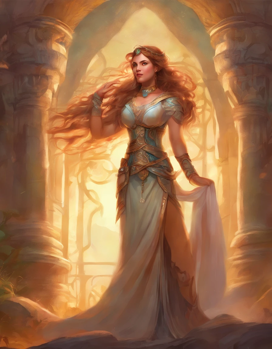 (best quality, masterpiece), 1woman, pose, dwarf, female dwarf, fantasy, braids, stout, wide body type, large breasts, huge breasts, wide hips, short, shortstack, mountain dwarf, pants, boob window, long hair, braided hair, 5 feet tall, short height