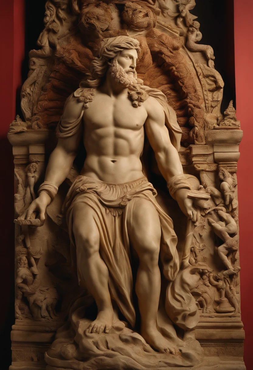 escultura de geso grega quebrada de um guerreiro