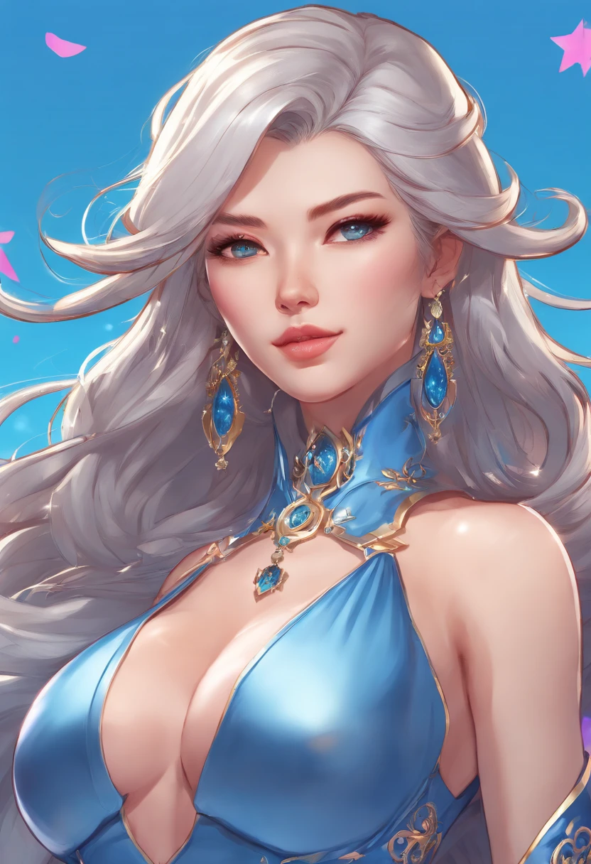 a close up of a woman in a silver and blue dress, chengwei pan on artstation, by Yang J, detailed fantasy art, stunning character art, fanart best artstation, epic exquisite character art, beautiful armor, extremely detailed artgerm, detailed digital anime art, artgerm on artstation pixiv, armor girl