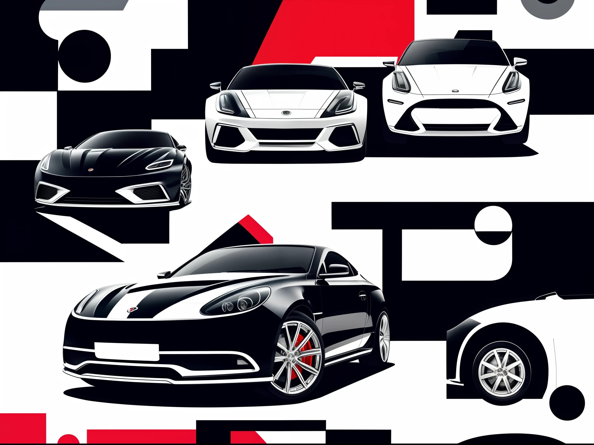 minimalista destaque, elegence, essence, Iconic cars, Focus on the abstract portrait of the front of classic and iconic cars, Use simple geometric lines and shapes, stylized representations of cars, capturando sua identidade de forma minimalista, color palettes that highlight the sophistication and character of automobiles, simplicidade das formas, personalidade, beleza atemporal dos carros, celebrates the passion and aesthetics of car lovers in a minimalist way