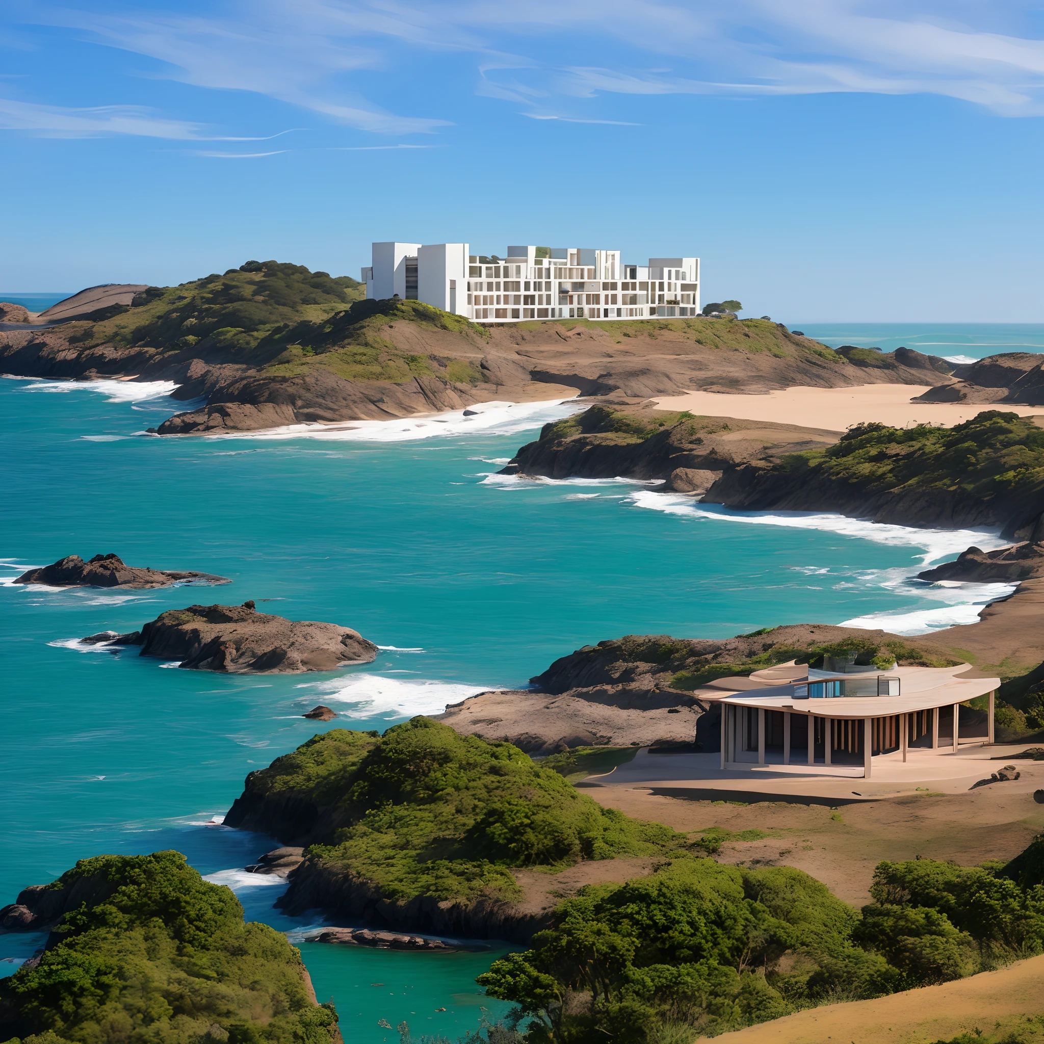 Edificio de arquitectura saloia inserido em paisagem entre serra e mar