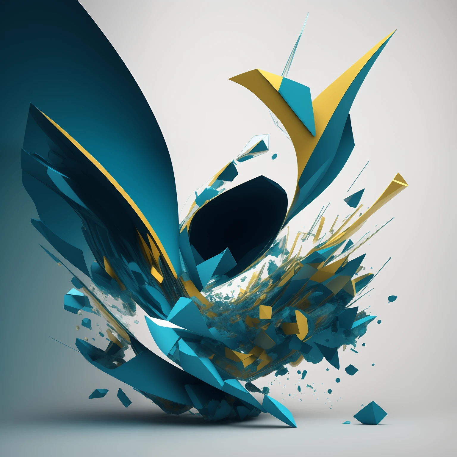 a close up of a blue and yellow abstract design with a broken glass, abstract 3 d artwork, 3d abstract render overlayed, 3d digital art 4k, cinema 4 d art, c 4 d ", abstract high quality, epic 3 d abstract model, 3 d digital art, abstract 3d rendering, 3d digital art, 8k hd wallpaper digital art