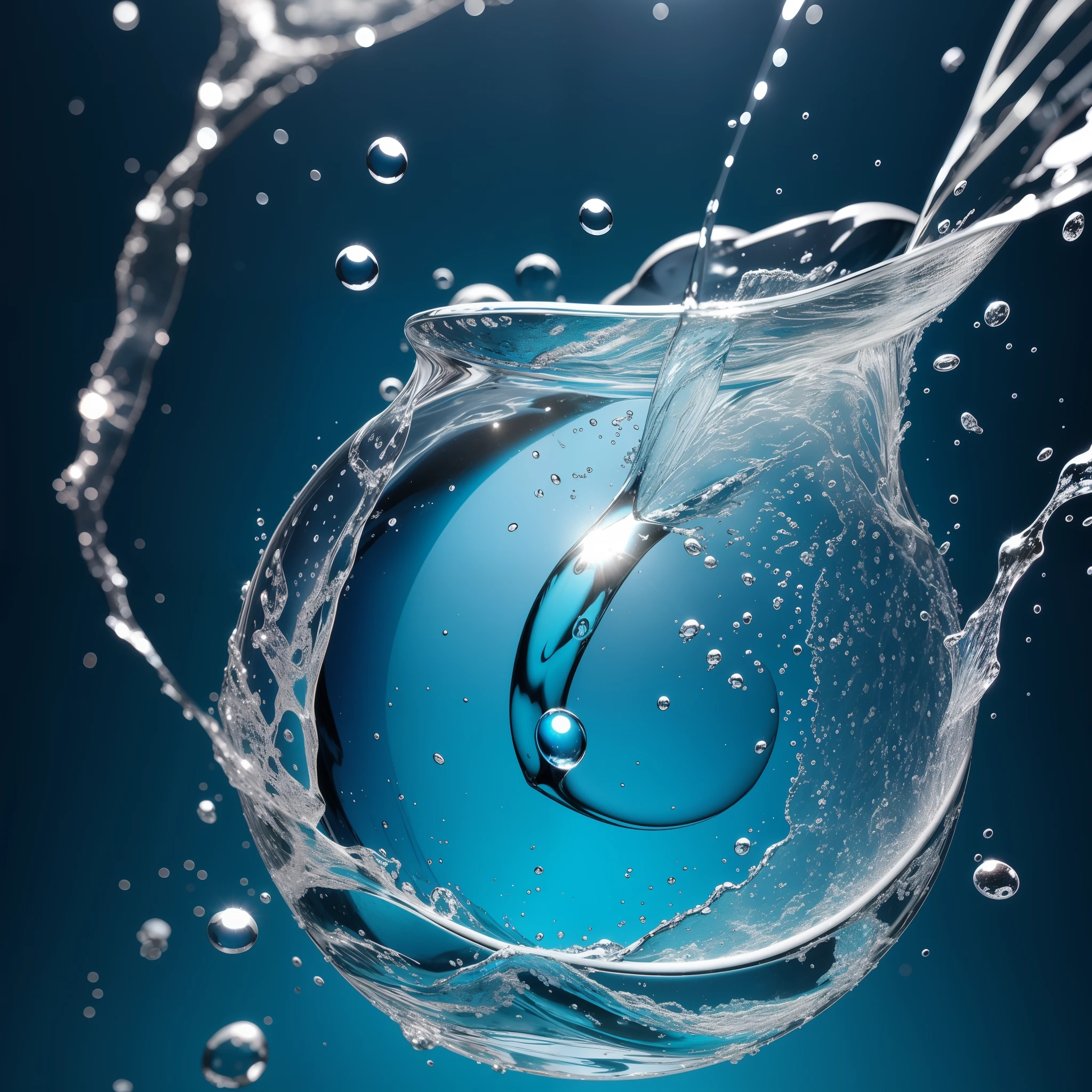 Blue drop of water, fundo transparente, fundo branco, fundo neutro
