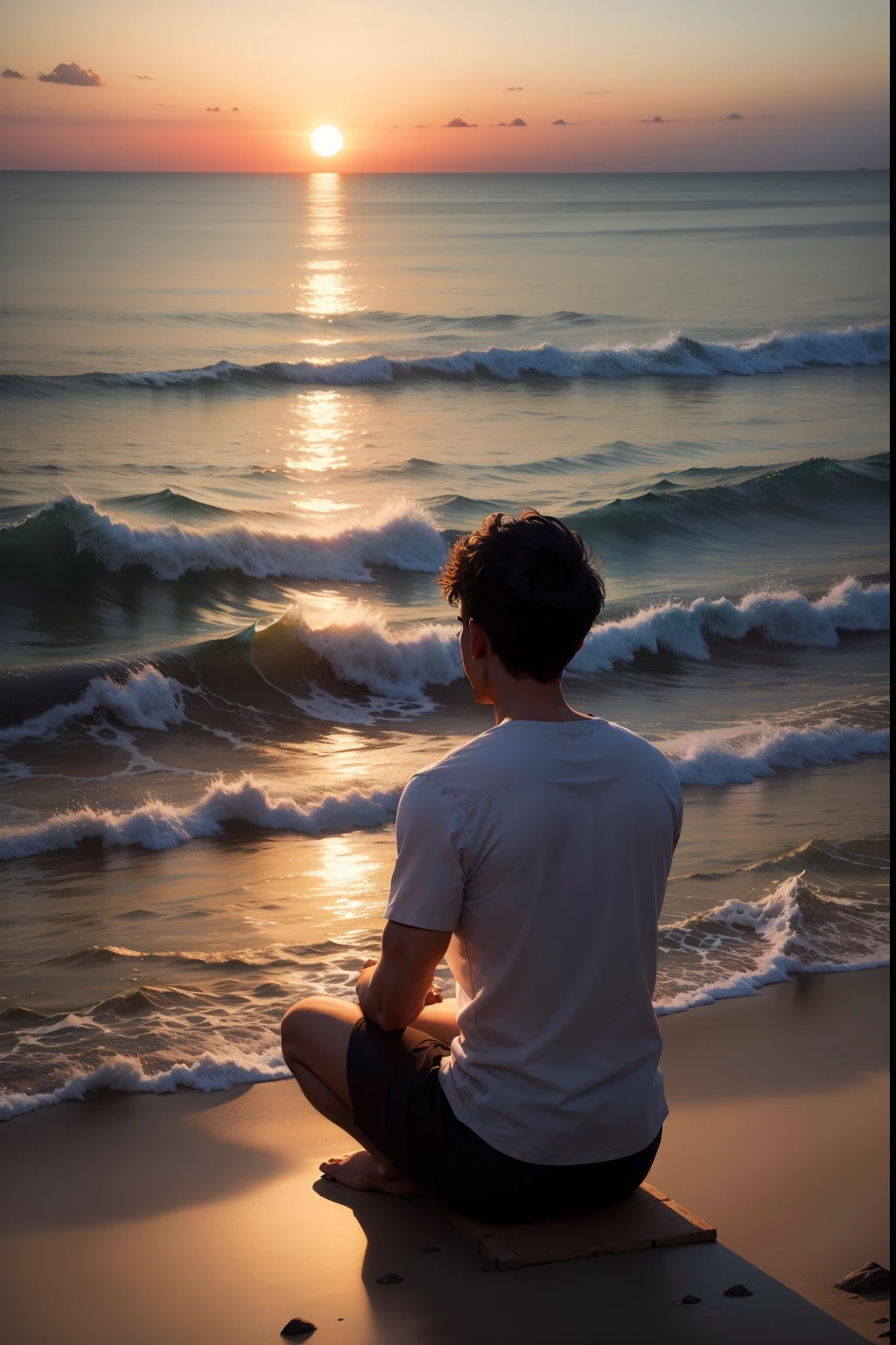 (highest quallity:1.5)。Resplendent sky。(a person meditating)。highly detailed image。Loose Clothes。