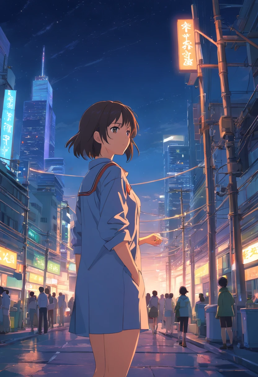 Female Engineer、nighttime scene