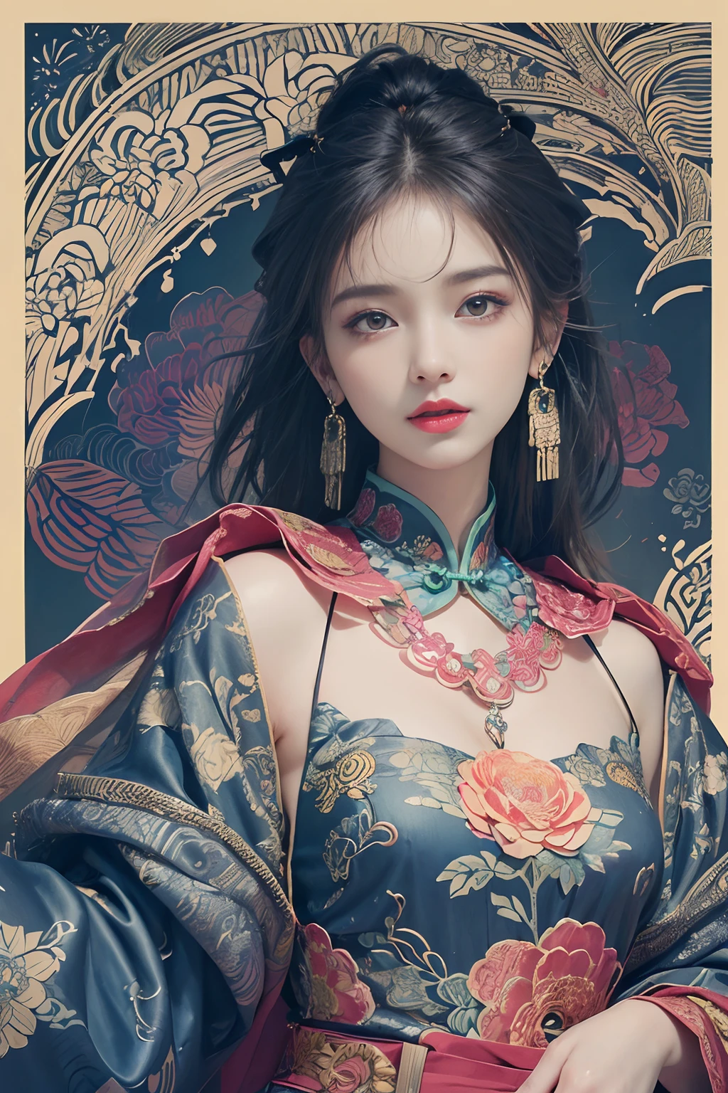 (masterpiece, top quality, best quality, official art, beautiful and aesthetic:1.2), (1girl), extreme detailed,colorful,highest detailed, official art, unity 8k wallpaper, ultra detailed, beautiful and aesthetic, beautiful, masterpiece, best quality, (zentangle, mandala, tangle, entangle) ,holy light,gold foil,gold leaf art,glitter drawing, PerfectNwsjMajic