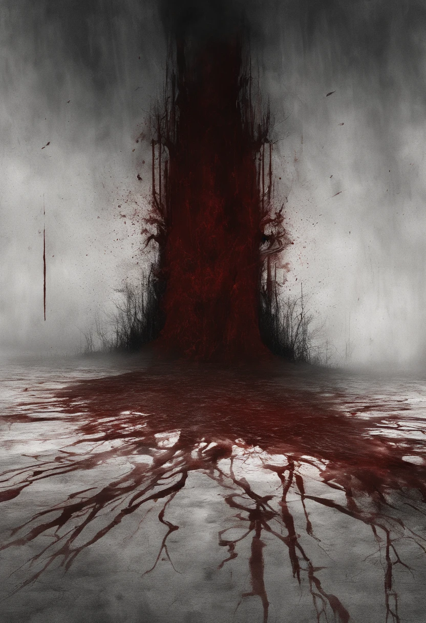 Blood Sea style（Fidelity，Fidelity：1.4) (a girl with long hair, red eyes with tears running down, pale skin, a torn dress), (ominous clouds covering the sky, lightning strikes), (protest signs and banners with powerful messages), (screaming and crying people), (eerie atmosphere, desolate landscape), (blood-like stains on the ground), (intense and dramatic lighting)