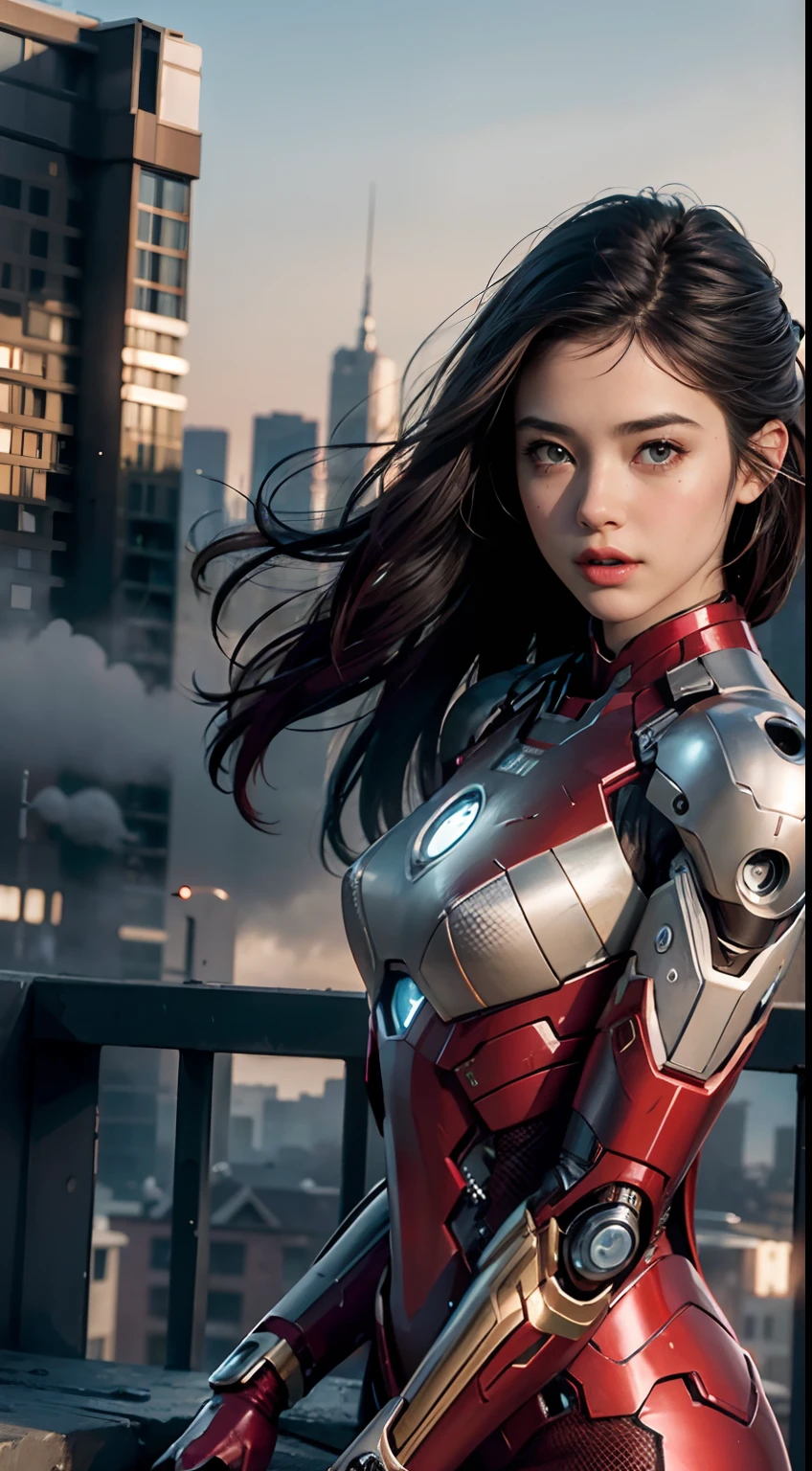 (1girl:1.3), solo,__body-parts__, official art, unity 8k wallpaper, ultra detailed, beautiful and aesthetic, beautiful, masterpiece, best quality, RAW, masterpiece, super fine photo,, best quality, super high Resolution, photorealistic, sunlight, full body portrait, stunningly beautiful,, dynamic pose, delicate face, vibrant eyes, (side view), she is wearing a futuristic Iron Man mech, red and gold, Highly detailed abandoned warehouse background, detailed face, detailed complex busy background, messy, gorgeous, milky, high detailed skin, realistic skin details, visible pores, sharp focus, volumetric fog, 8k uhd, dslr camera, High quality, film grain, fair skin, photorealism, lomography, sprawling metropolis in a futuristic dystopia, view from below, translucent