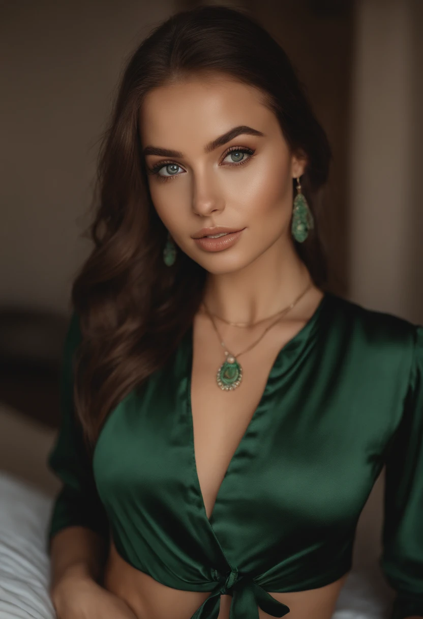 fille brune, yeux vert, latina, 25ans regarde vers la camera, naturel, yeux en amandes nez fins