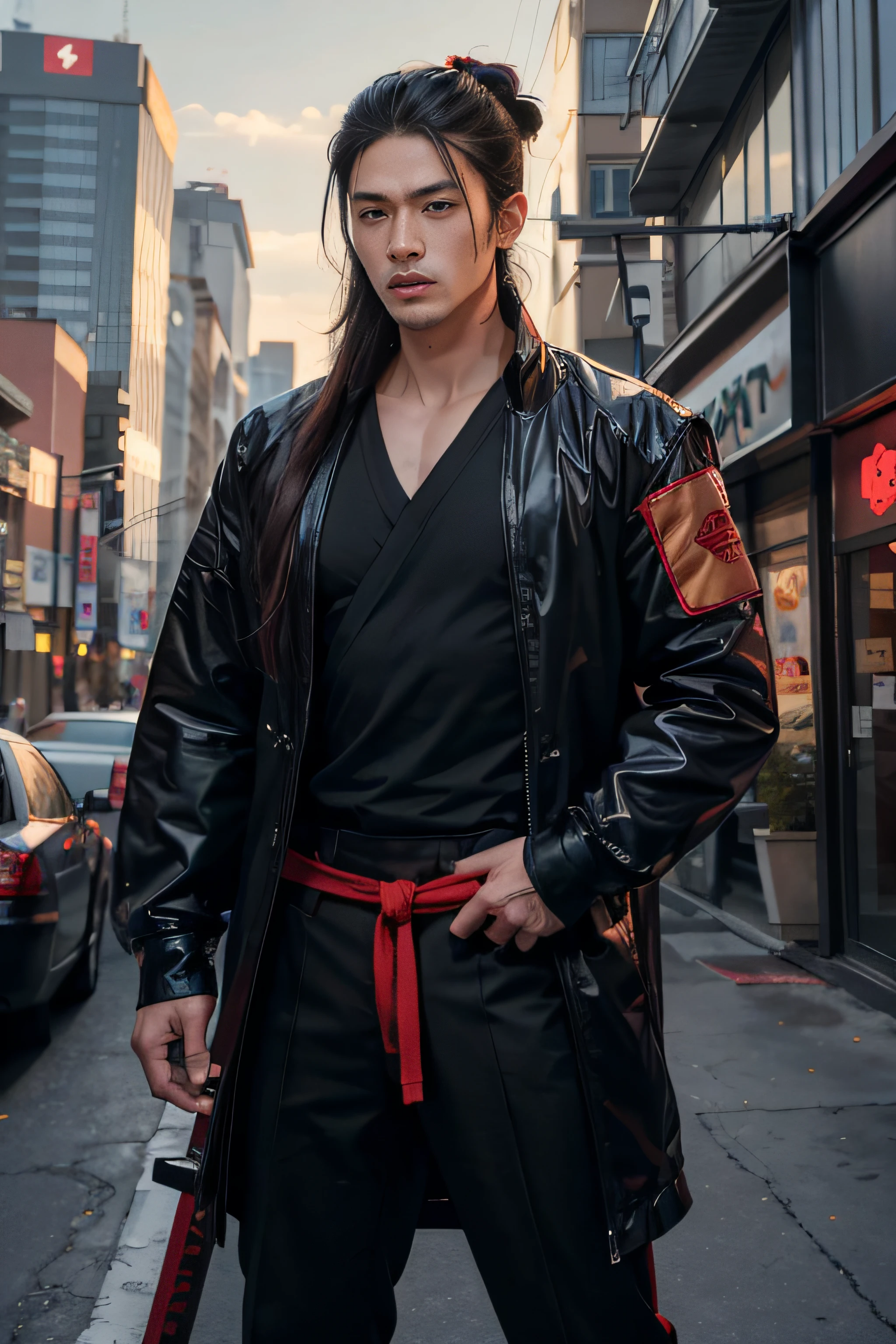 clean face, sharp jawline, realistic expressions, intimidating guy,(extremely high quality)