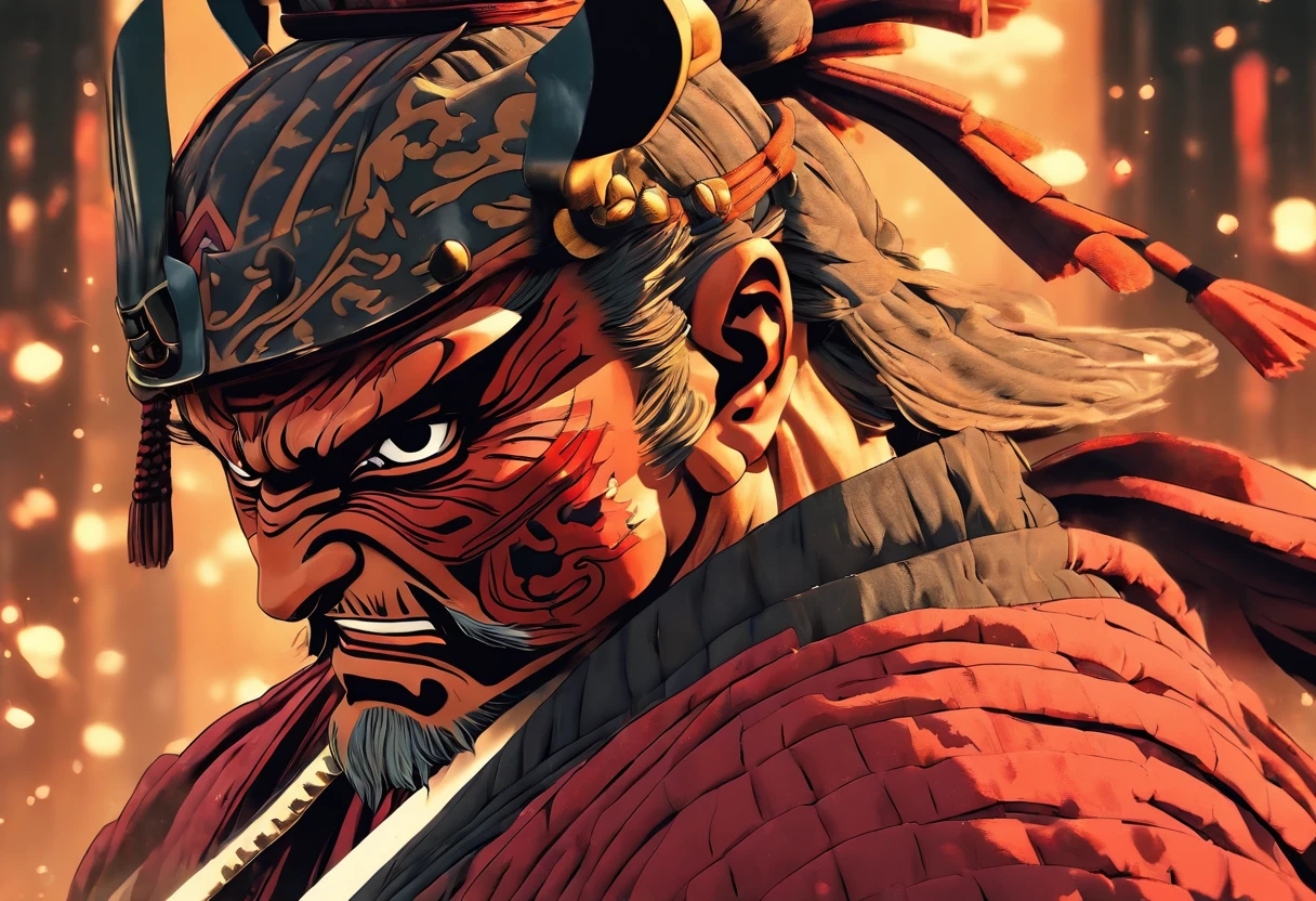 (((um homem samurai adulto com duas espadas na cintura))),(((retrato realista))), lente 35 mm olhar penetrante, cidade ciberpunk extremamente detalhada ao fundo ao fundo, roupas preta, rosto detalhado, jovem, extremamente detalhado, estilo anime, colorido, obra prima, 8k