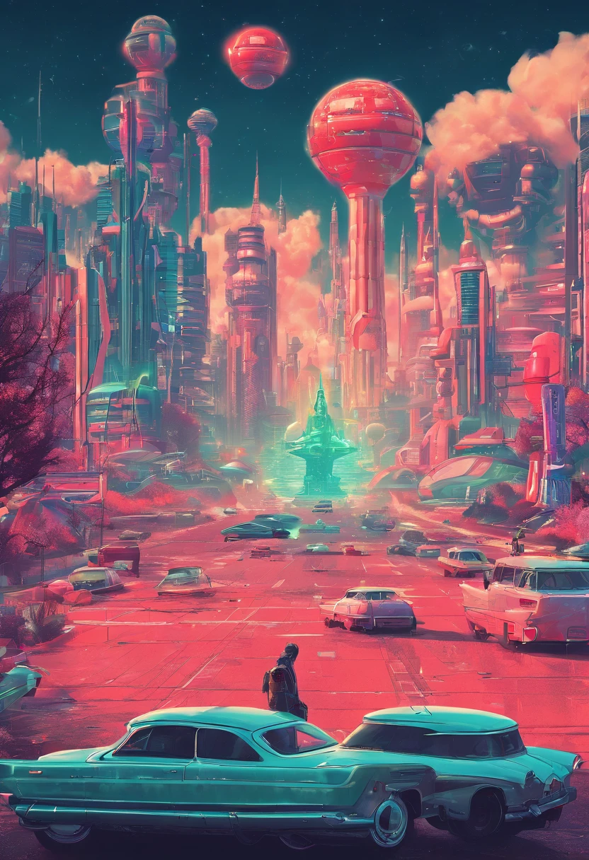 retrofuturism, streets of ((((soviet union)))), utopian future, androids, flying droids, overgrown buildings, winter, (starry night), neon lights, 4k, wallpaper,Science Fiction,Lighting,Environmental Concept Art & Design,Digital 3D,Character Modeling,3D,realistic,textures,cgi,environment,((Simon Stalenhag)),concept,Environmental Concept Art & amp Design,scifi