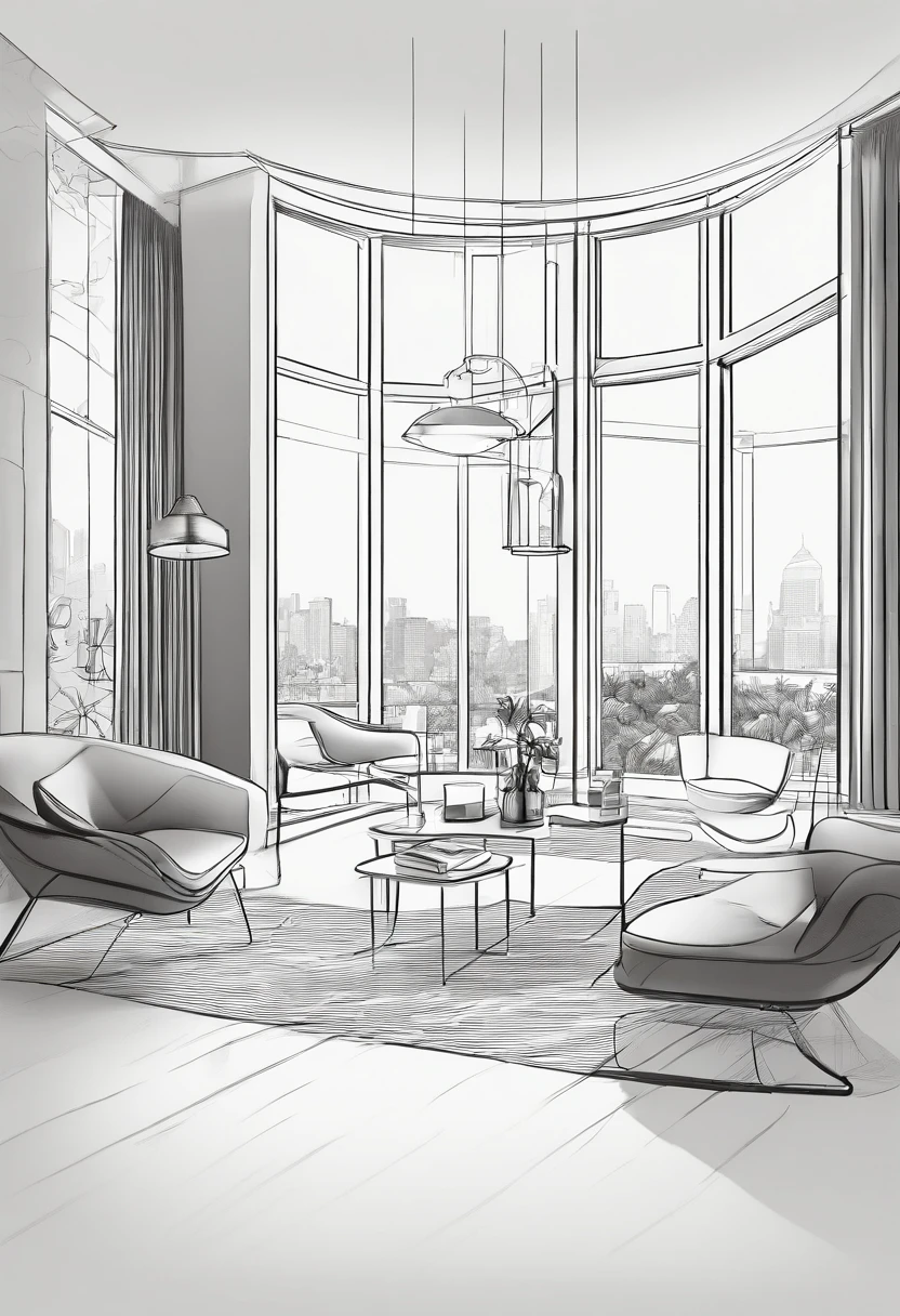 livingroom, line art, scetch