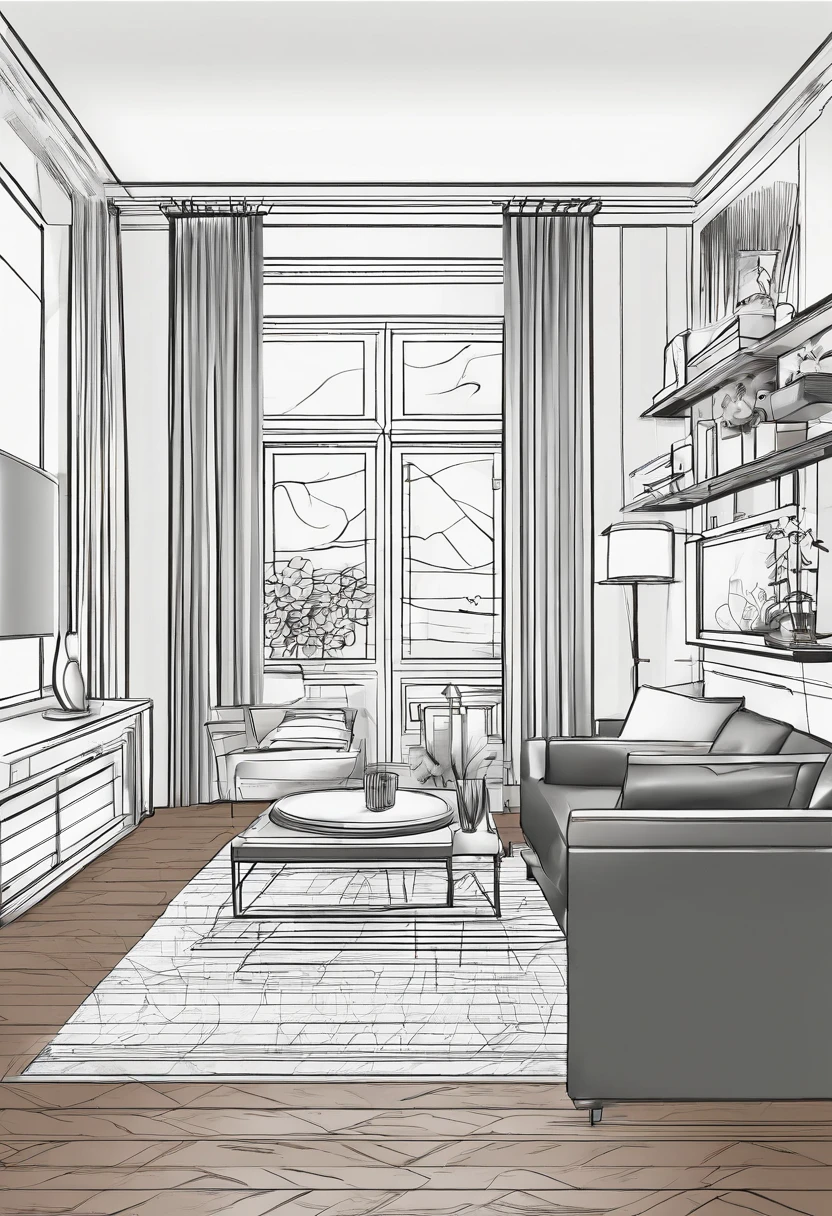 livingroom, line art, scetch