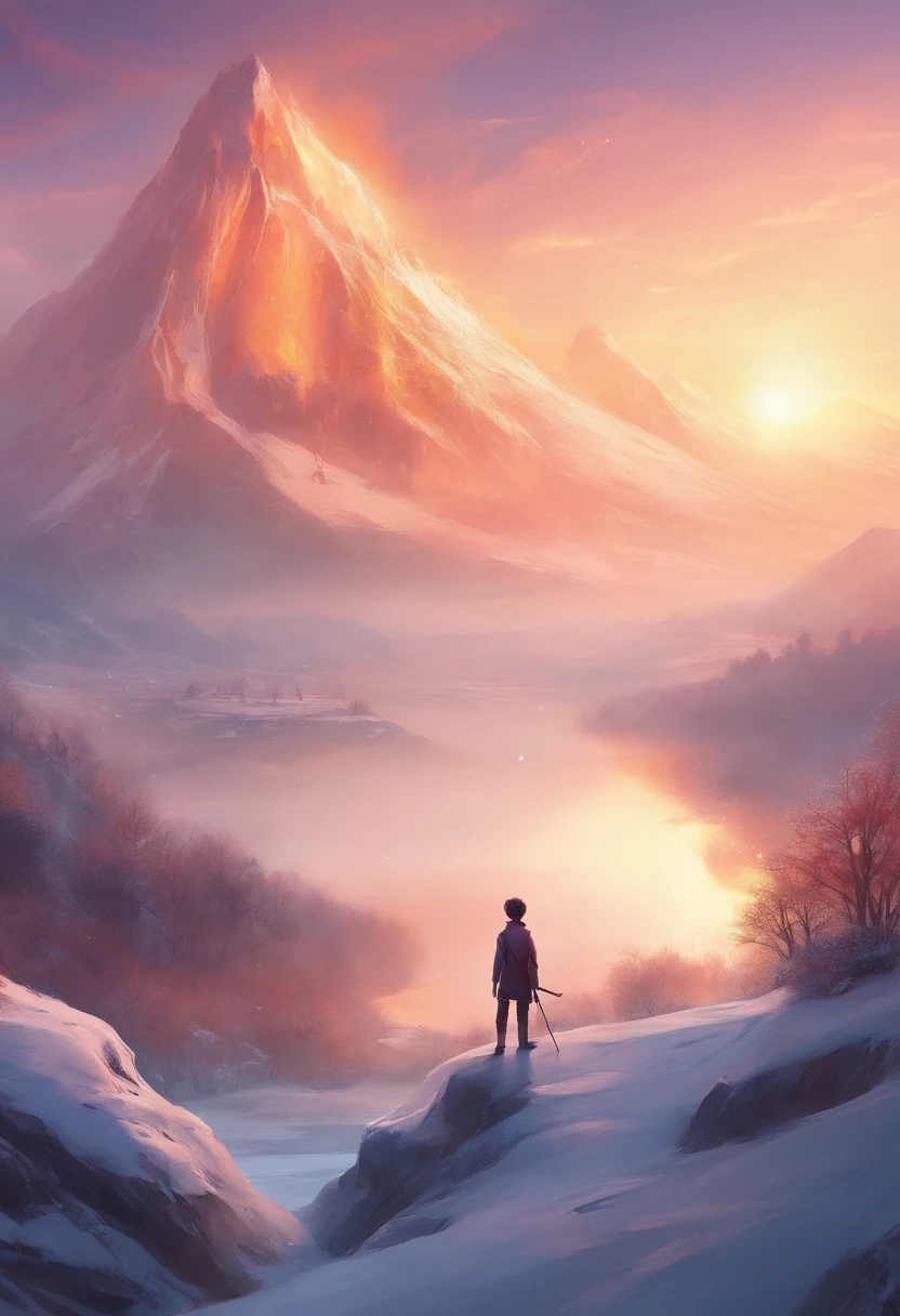 Boy,cool style, sunrise, winter