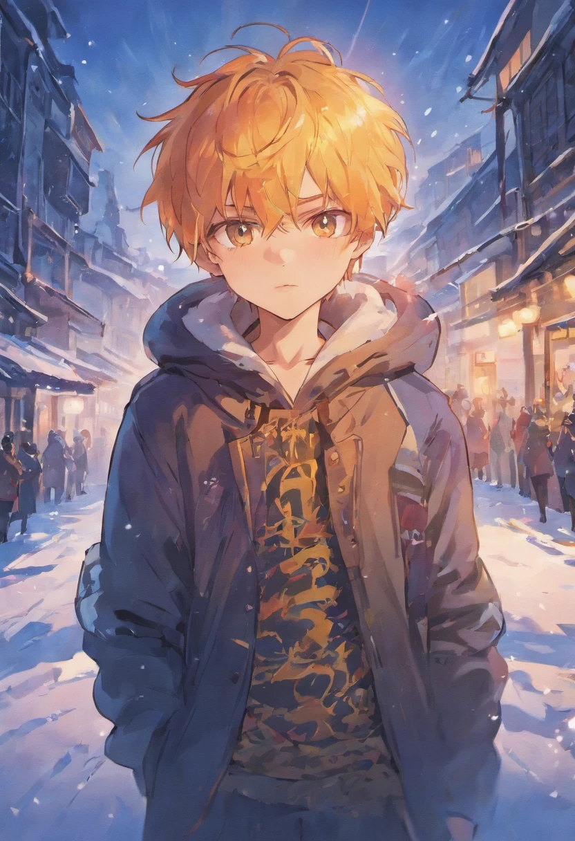 Boy, cool style, sunrise, winter