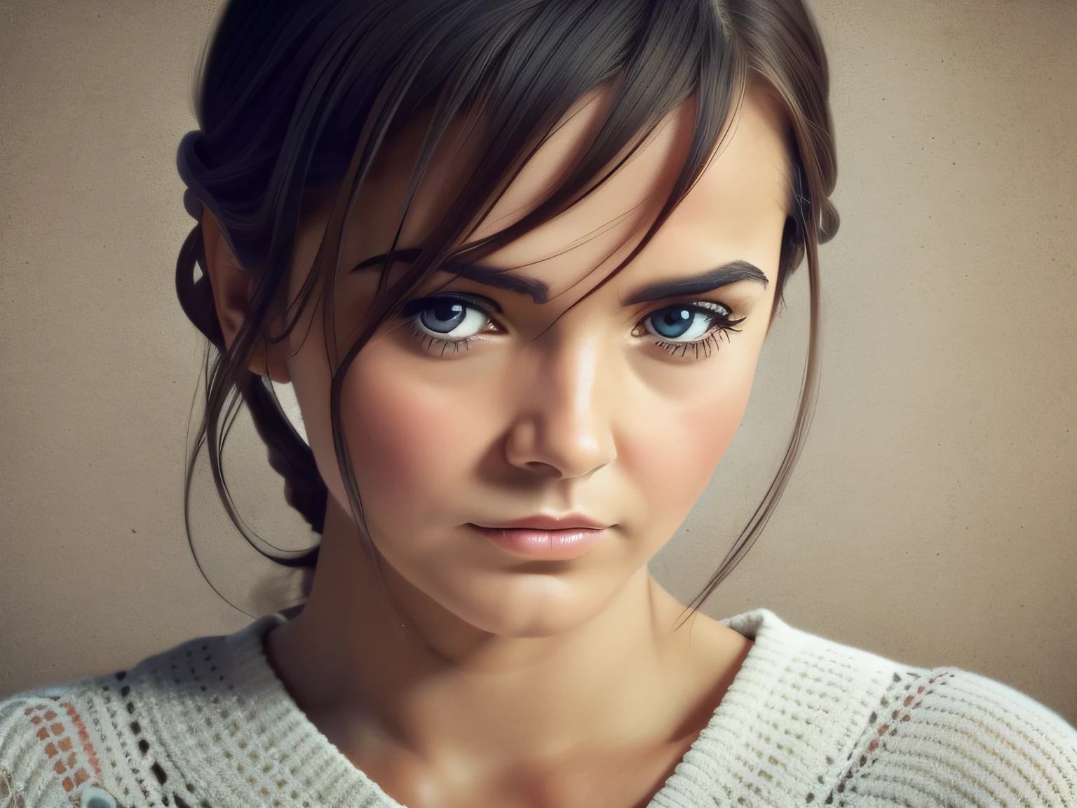 arte minimalista, retratos de pessoas, rostos que expressem tristeza profunda, with wistful looks and emotion-laden facial expressions, Digital painting techniques, high level of detail, Soft and somber color palette to accentuate the feeling of melancholy, transmitir uma profunda tristeza e desalento, fazendo com que o espectador se conecte emocionalmente com essas figuras