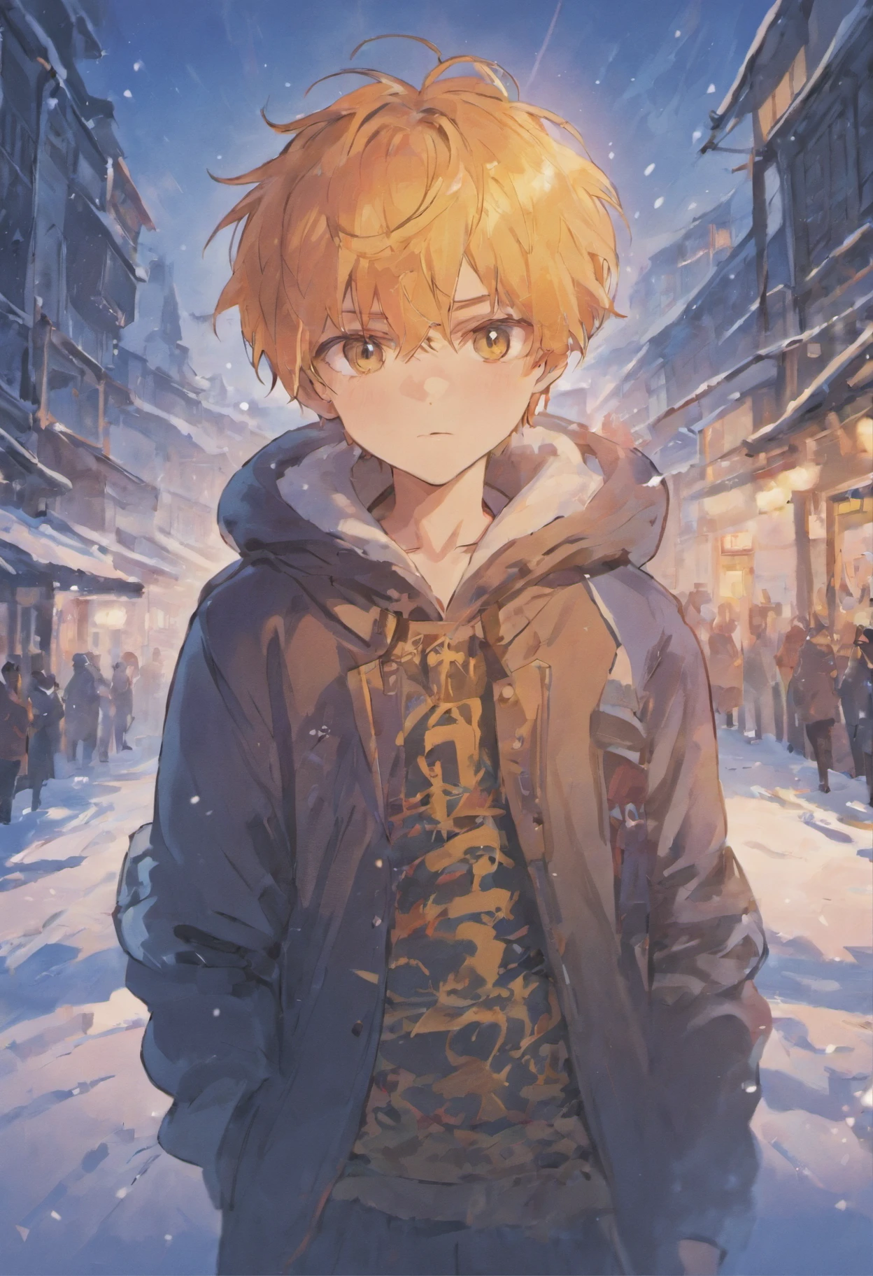 Boy, cool style, sunrise, winter