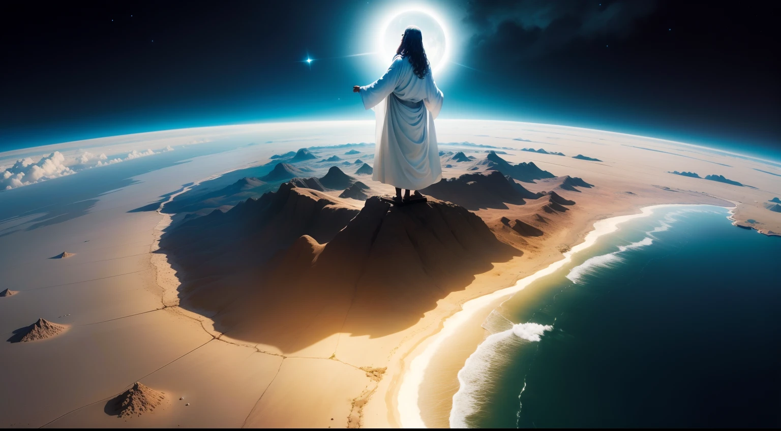 IMAGEM REALISTA DE JESUS OLHANDO PELA TERRA
