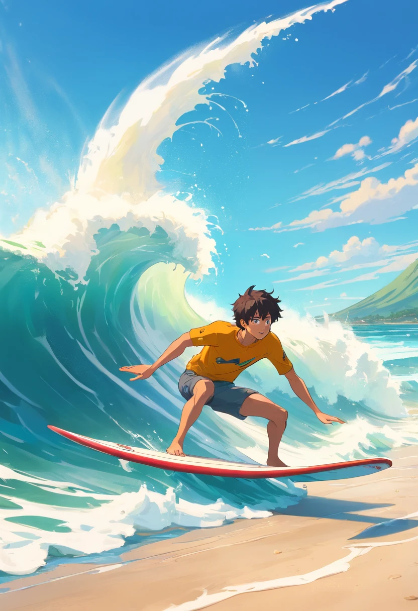 Life experience Homem escoteiro surfando bem a onda