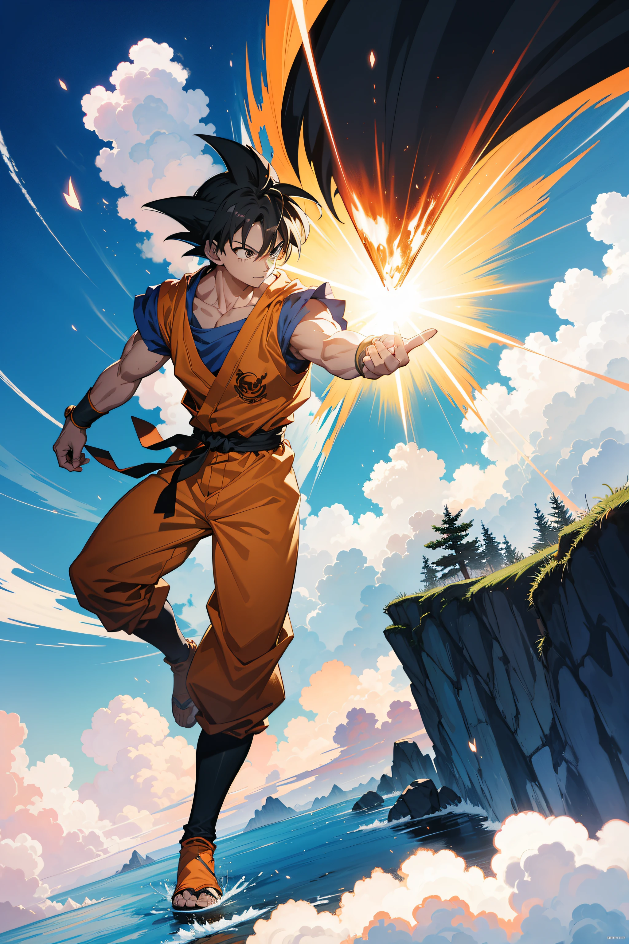 GOKU com fogo e chamas no ar, badass anime 8 k, 4 k manga wallpaper, Papel de parede anime 4k, anime epic artwork, digital advanced anime art ", estilo anime 4K, Anime Wallaper, Anime Wallpaper 4k, 4k anime wallpapers, arte de anime digital detalhada, Anime Art Wallpaper 4K, Anime Art Wallpaper 4K