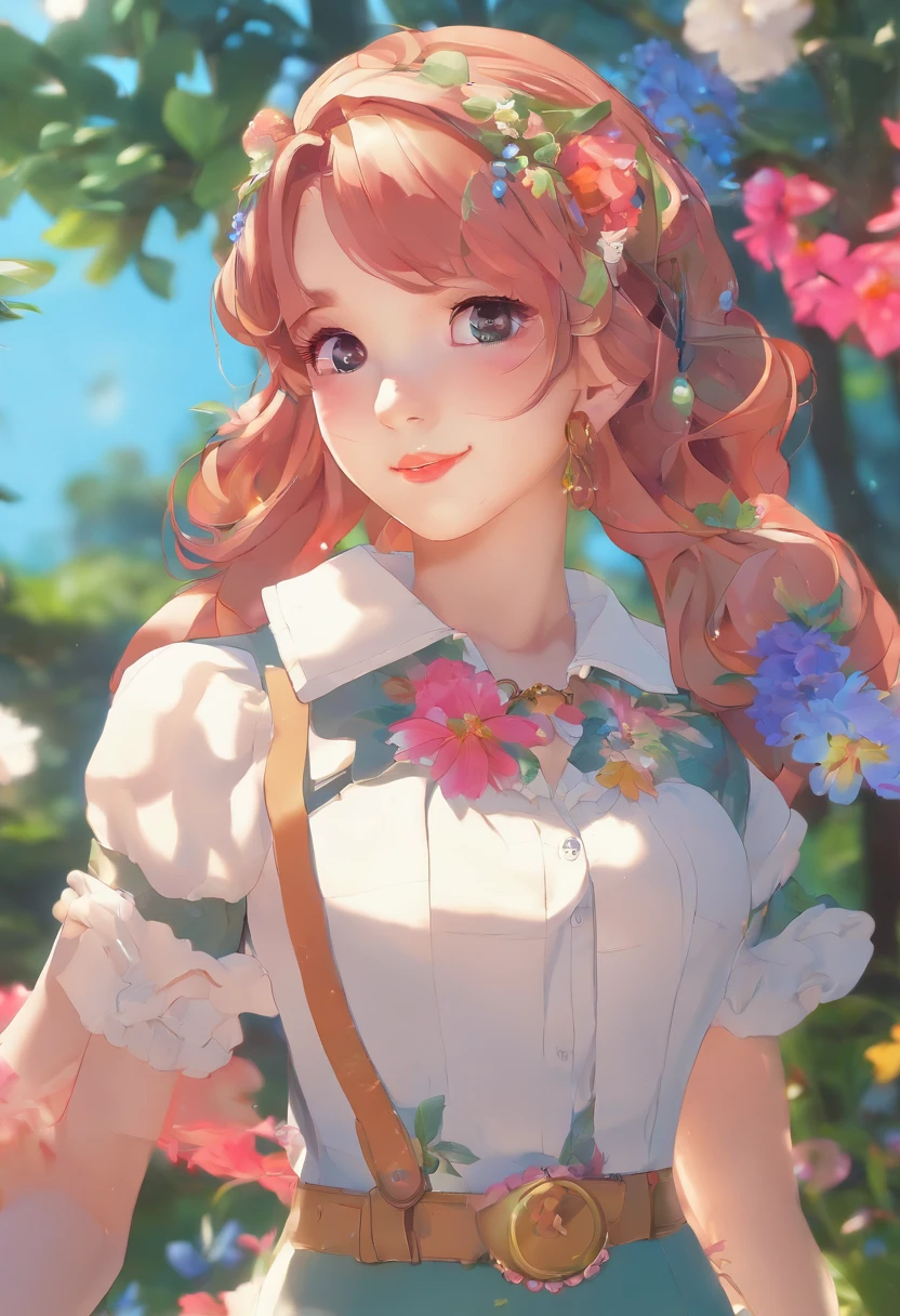 uma menina usando um colar de anime, um colar longo e brincos, no estilo de paisagens de jardim tranquilas, animated color photos, Masami Teraoka, aquamarine, Paulo Gauguin, Estilo Embry, retrato honesto