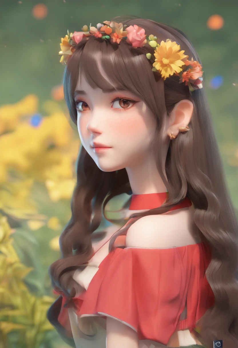 uma usando um colar de anime, um colar longo e brincos, no estilo de paisagens de jardim tranquilas, animated color photos, Masami Teraoka, aquamarine, Paulo Gauguin, Estilo Embry, retrato honesto
