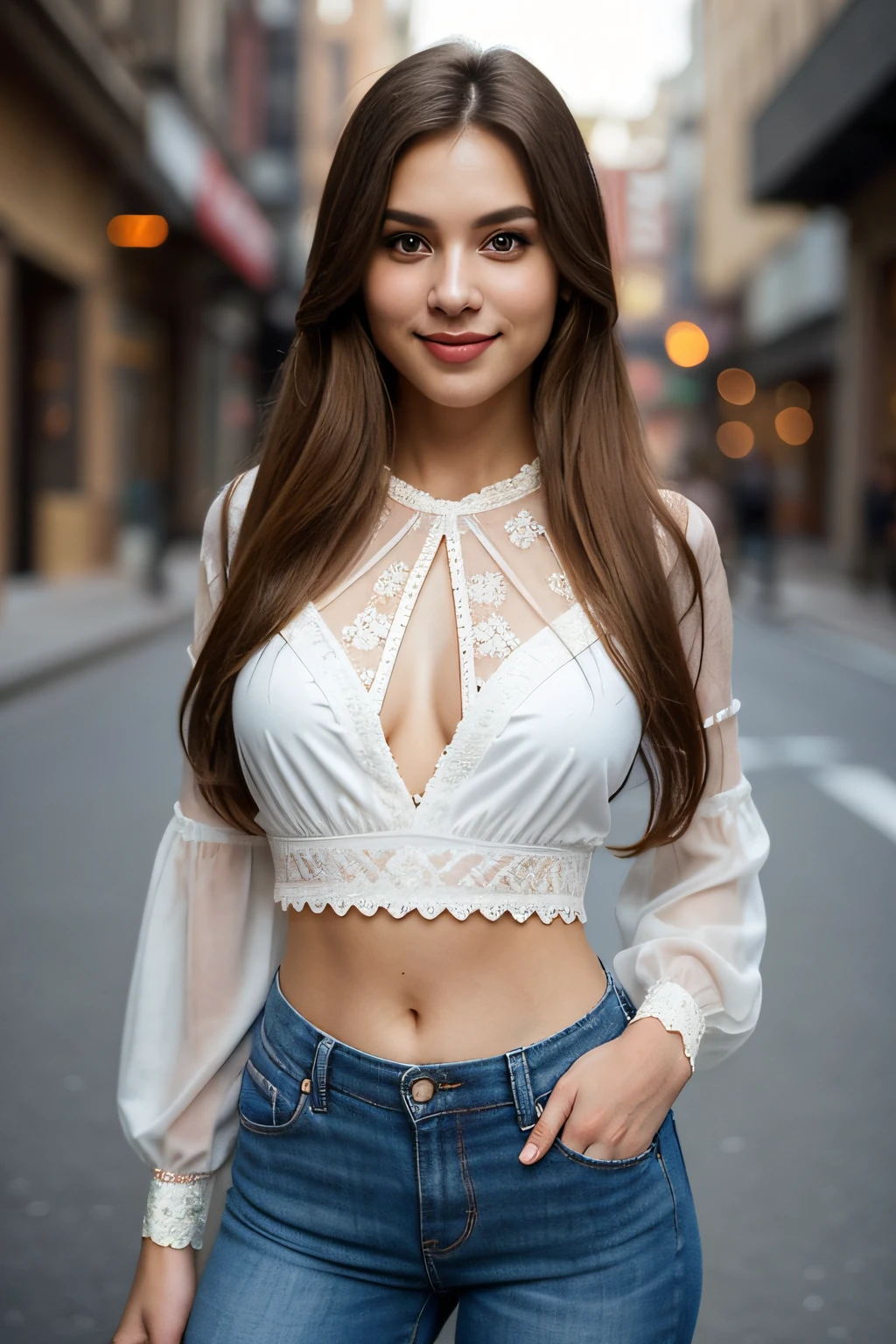 a woman, looking away, pull up long skirt, straddling standing sign pole on the road, ceiling, wearing shirt, small breast, panties, open her legs, (masturbate), shy smile, (outside),