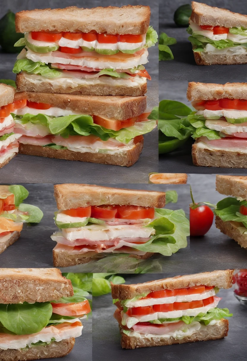 a delicious sandwich, cinematic, professional photography, studio lighting, studio background, advertising photography, intricate details, hyper-detailed, ultra realistic, 8K UHD