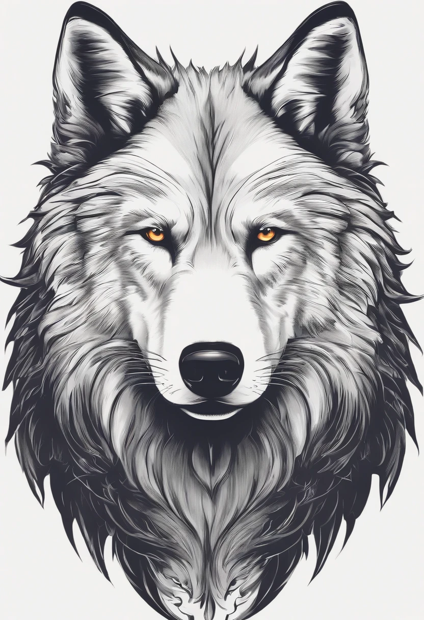 um logotipo em formato de lobo minirealista