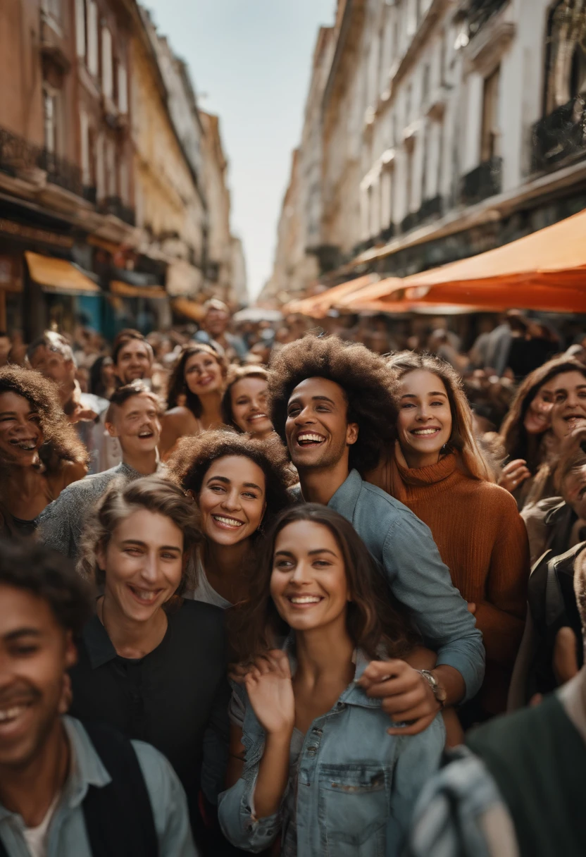 imagens de pessoas amiga, jovens ,Men and women smiling in a beautiful and cheerful and sunny place with men and women in a crowd in a metropolitan city