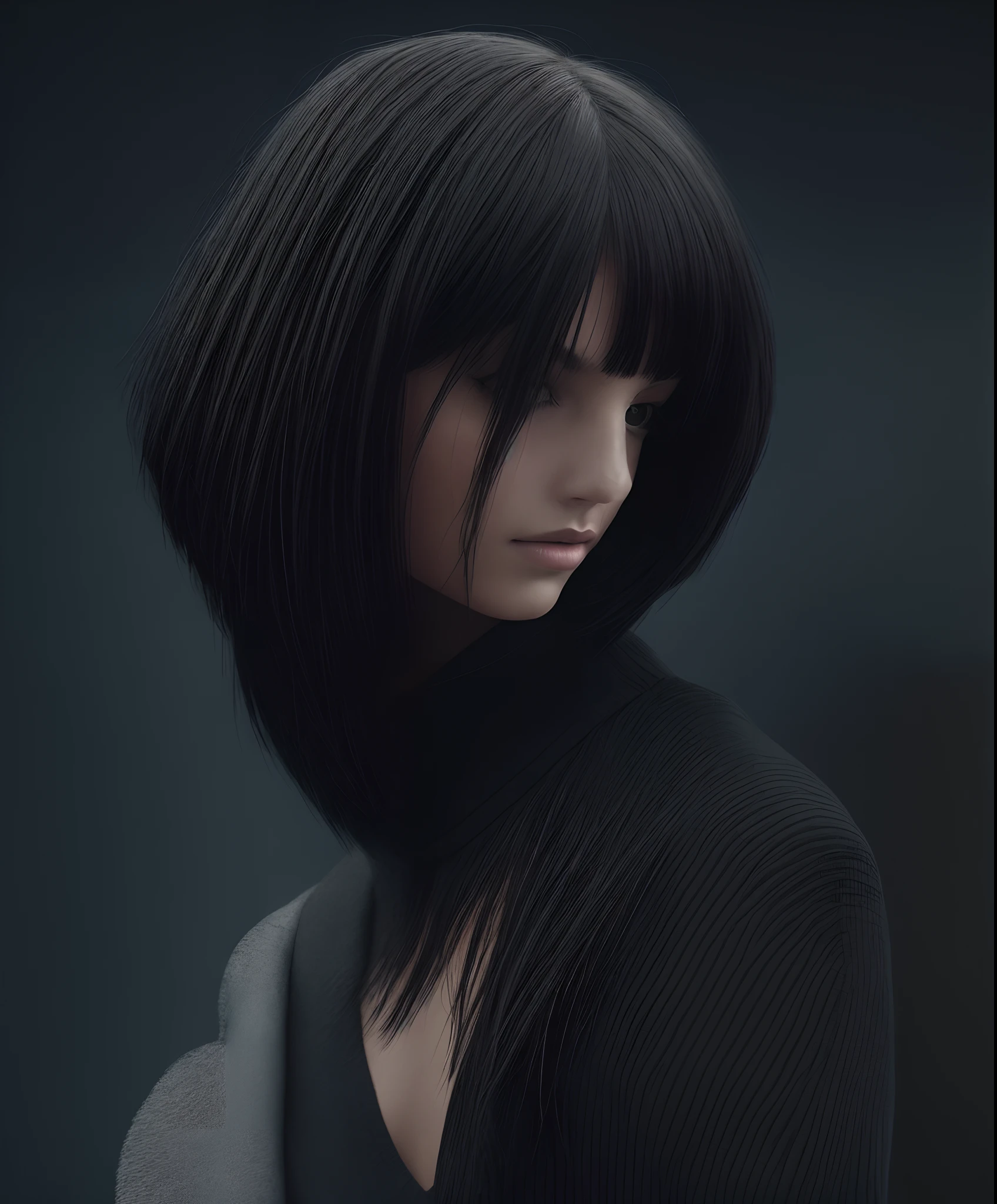 Woman with black bob cut - --auto --s2