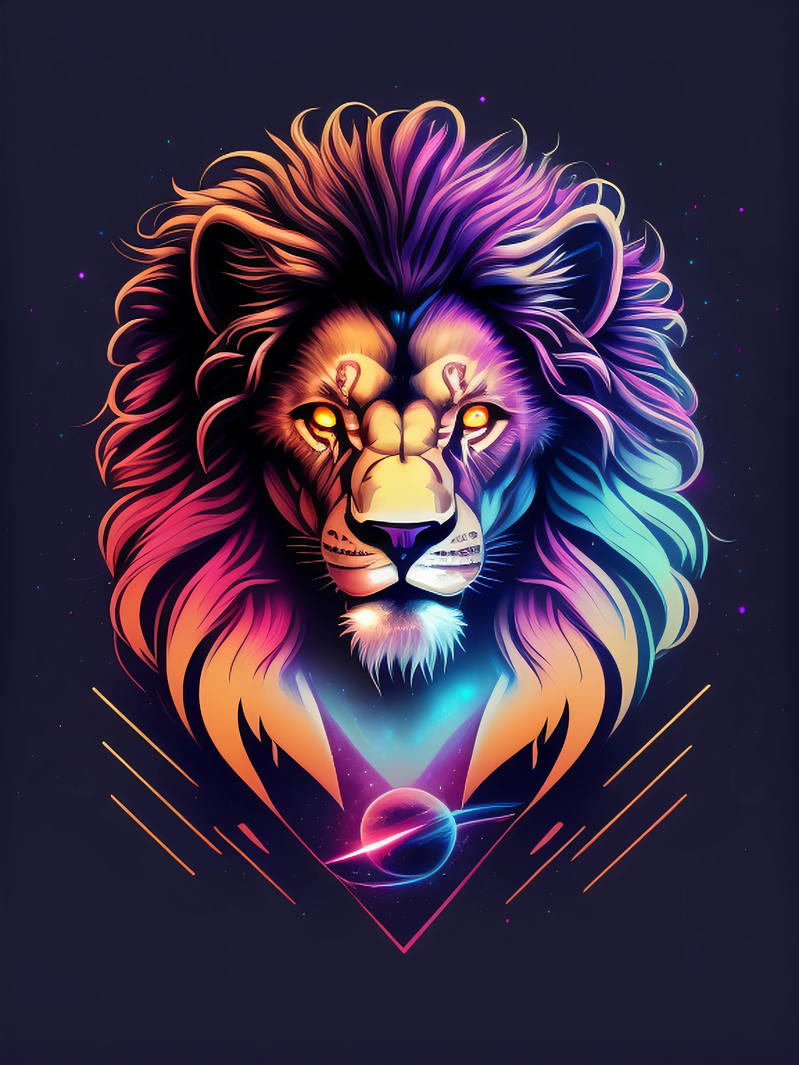 Galactic Lion, vectorial, 4k, detallado, arte en camisetas