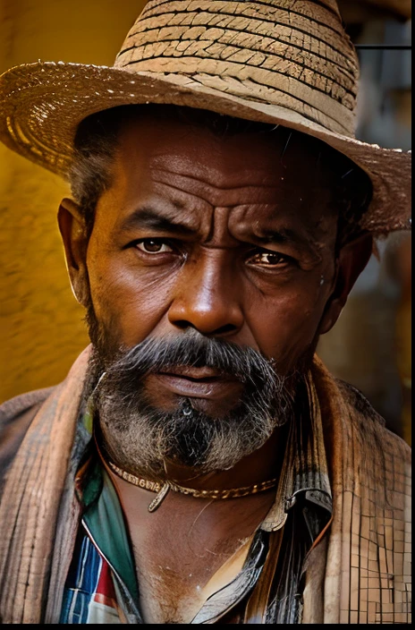 Man with beard and hat in front of a wall, Homem africano, retrato impressionante, Directed by: Marius Borgeaud, African facial features, Rosto robusto, great pinterest photo, beautiful face!!!!, rosto texturizado robusto, Directed by: Lee Jeffries, beautiful face!, beautiful face!!, Directed by: Fabien Charuau, Directed by: Pieter Huys luz frontal suave, brilho, HDR, (cores suaves: 1.2) hiperealista,realista, Realismo, renderizado, Alto contraste, digital art photographyrealistic trend in Artstation 8k HD high definition detailed realistic, detalhado, textura da pele, hiper detalhado, textura de pele realista, armadura, melhor qualidade, ultra high-resolution, (fotografiarrealista: 1.4), alta resolução, detalhado, Calado bruto, sharp re, por lee jeffries Nikon D850 Filme Fotografia de Stock 4 Kodak Portra 400 Lente F1.6 Rich Colors Realistic Texture Dramatic Texture Dramatic Lighting Irrealengine Trend on Artstation Cinestill 800