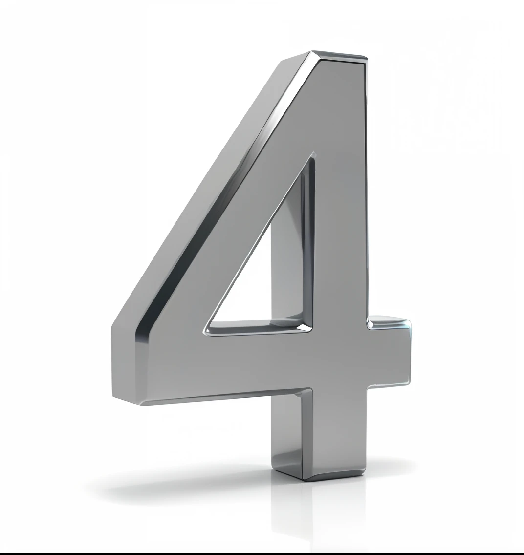 A close-up of a metal number four on a white surface, nd4, nd 4, Vista de las tres cuartas partes, 4 dimensiones, 4 K - N 4, c 4 d ", 4K High Resolution, Canal 4, 4:3, studio 4°c, IQ 4, n4, n 4, 4K', - No. 4, -n4, crea un fondo negro iluminado con estrellas.