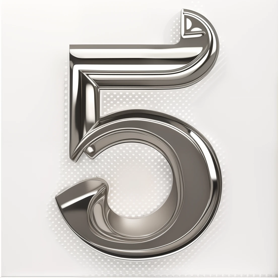 A close-up of a number five on a black background, 5, - No. 5, -n 5, 5 mm, plata, 5 d, 5D, Metal, 5 y, UE5, UE 5, 5 - canal, 3 d blanco brillante grueso, en 2 0 1 5, Logotipo 3D, Arte digital - N 5, por :5, fondo negro como la noche.
