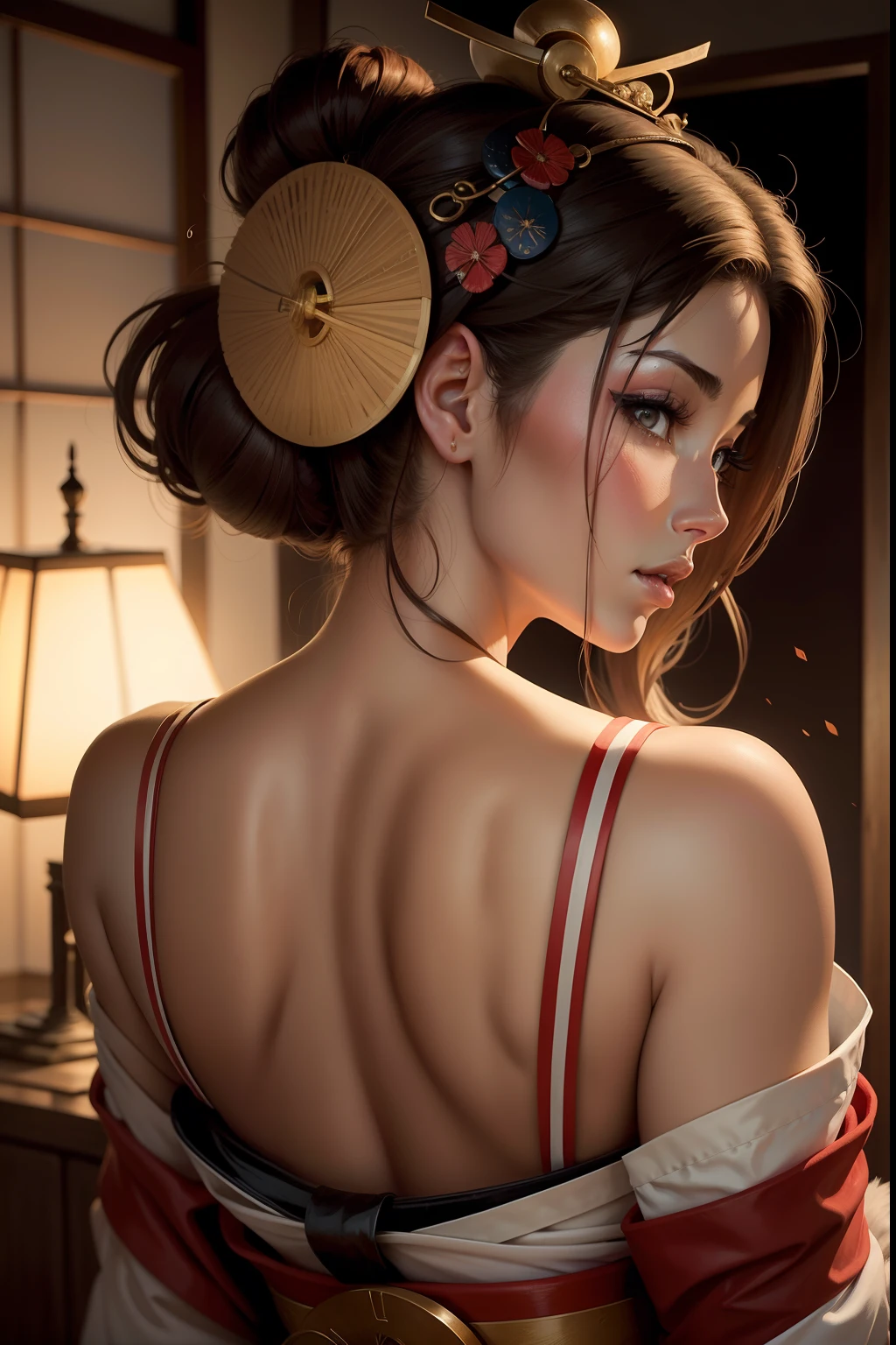 lucy pinder, geisha, portrait, back, hot