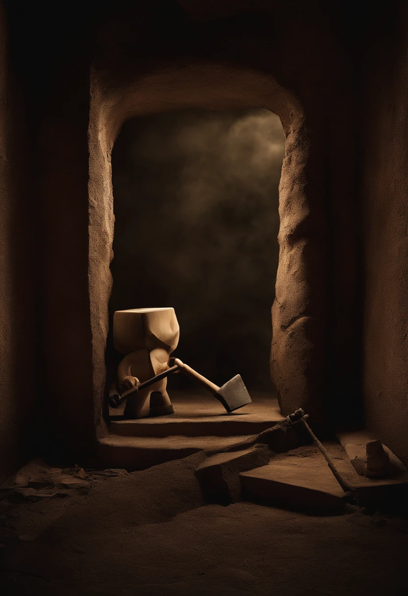 a logo that contains on it a wall with a hole like this kind of 3D a man with an evil face with the sledgehammer in his hand so half bring so hammering that wall making hole and in the mouth of this doll I don't know this man of this character a screw