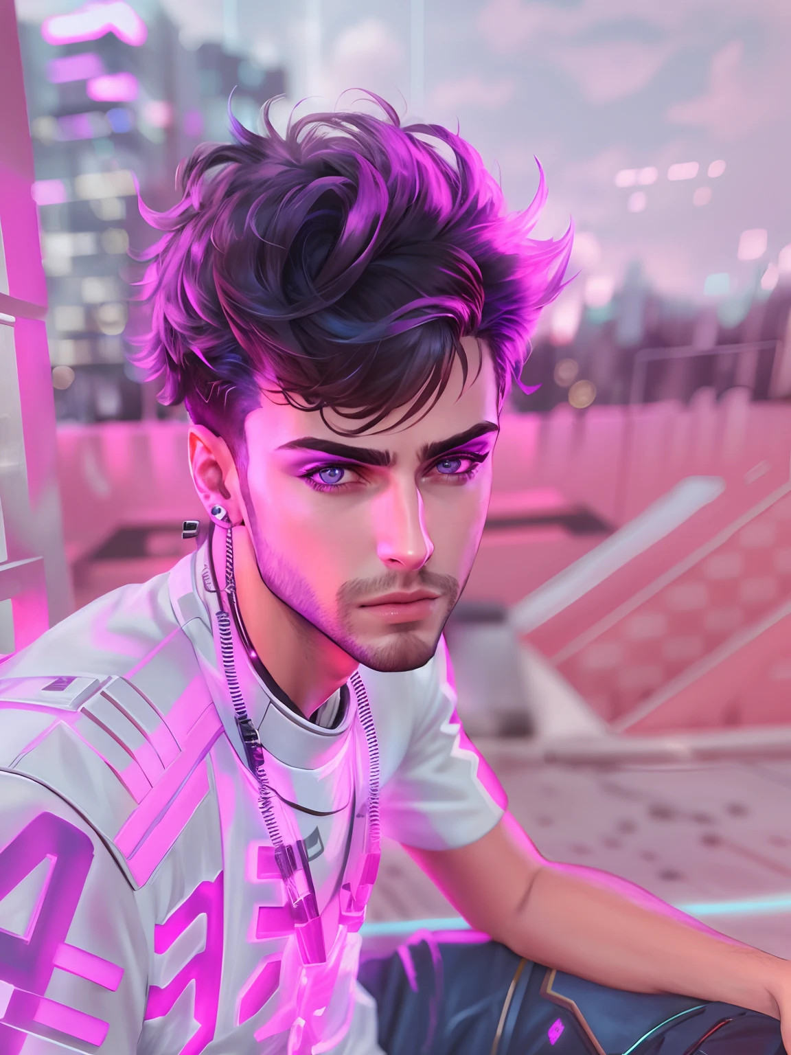Change background cyberpunk handsome boy realistic face,4k,ultra realistic